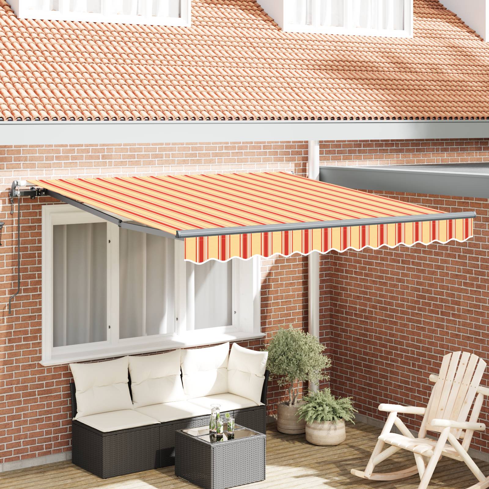 vidaXL Automatische einziehbare Markise Gelb und Orange 300x250 cm