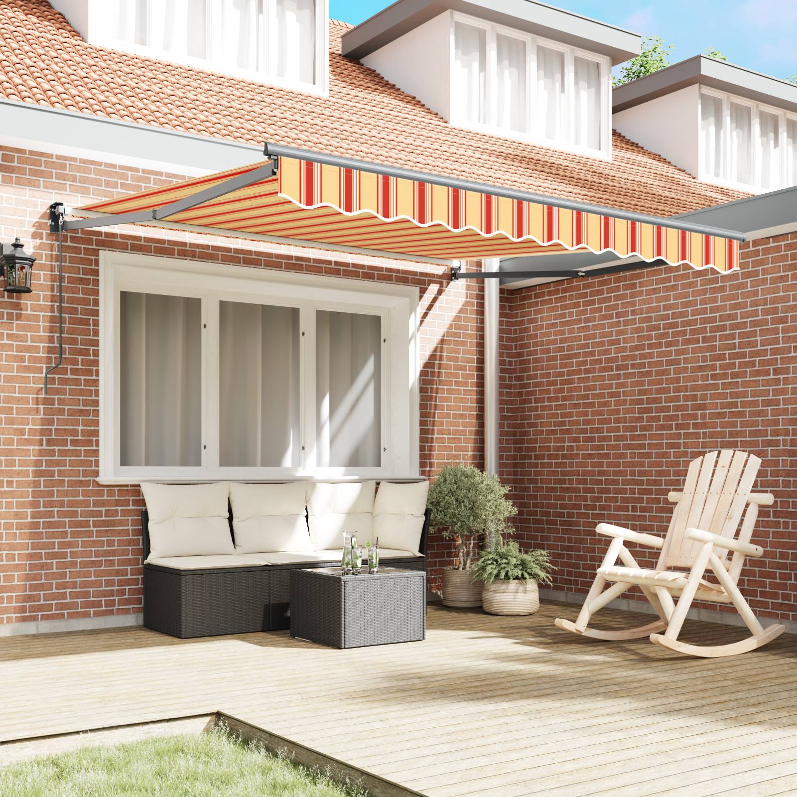 vidaXL manuelle einziehbare Markise Orange und Rot 350x250 cm