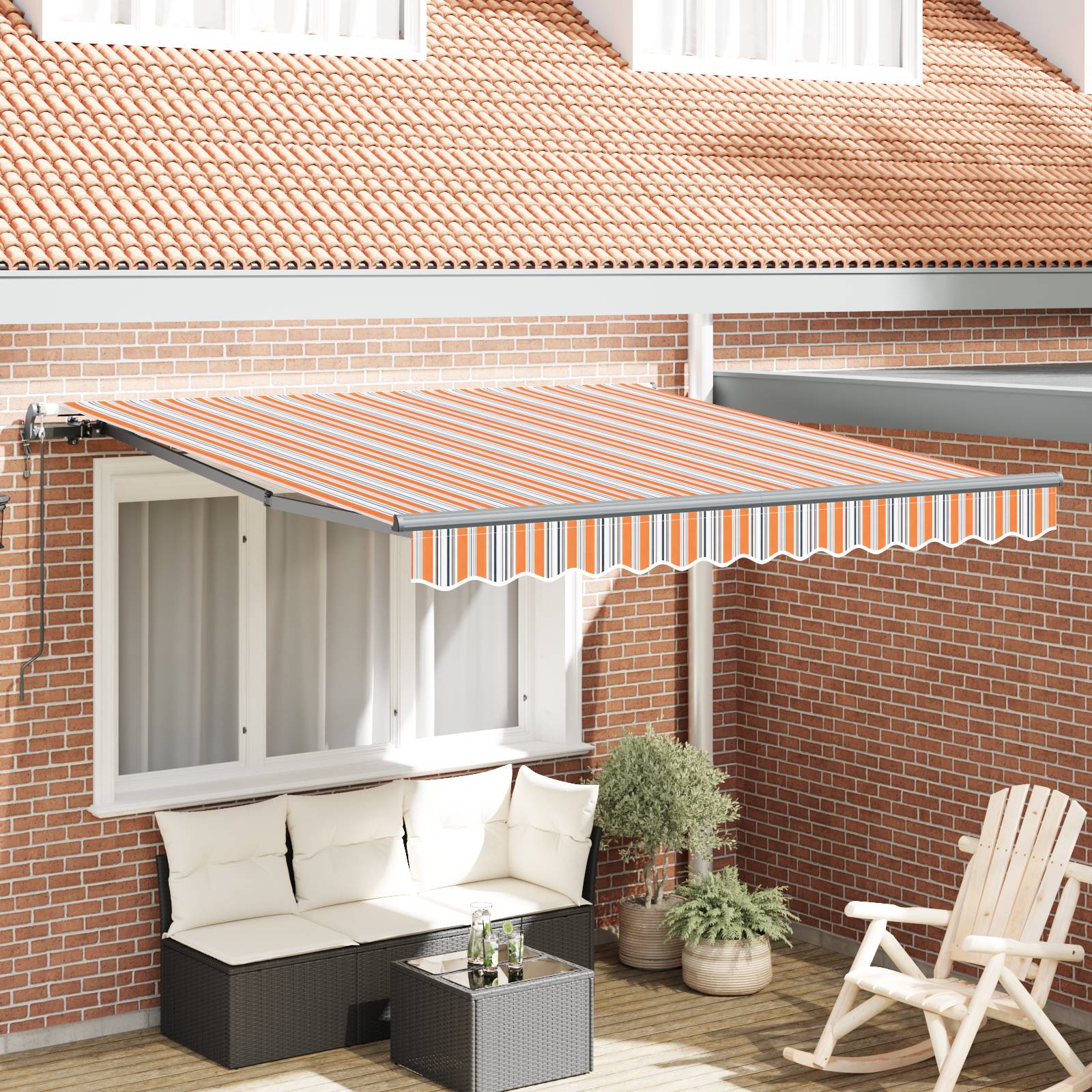 vidaXL Automatische Einziehbare Markise Mehrfarbige Streifen 350x250 cm