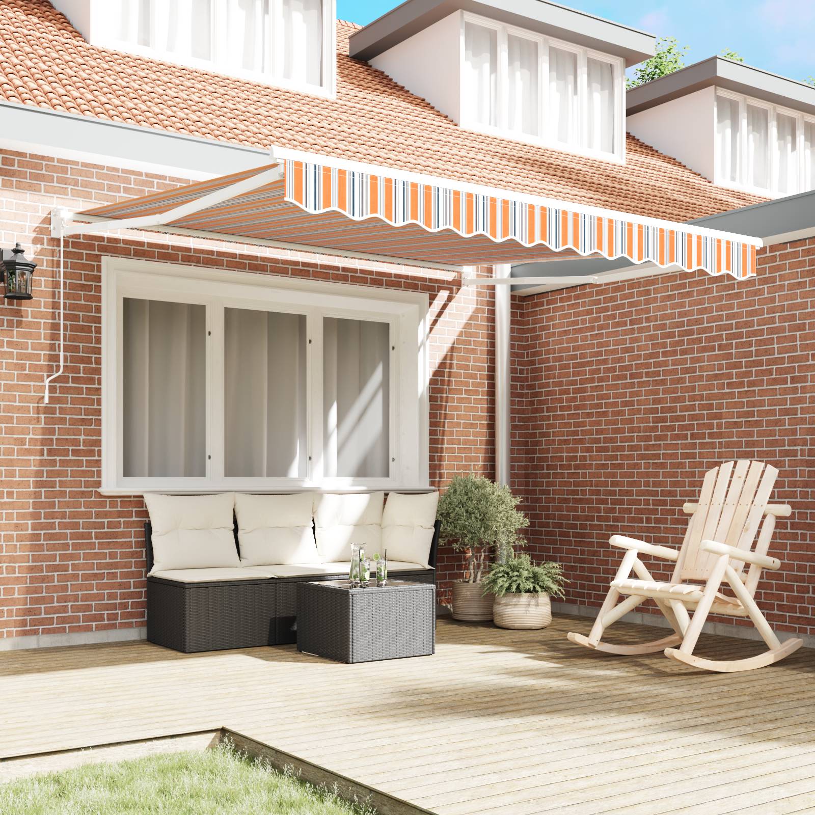 vidaXL manuelle einziehbare Markise mit gestreiften Multicolor 350x250 cm