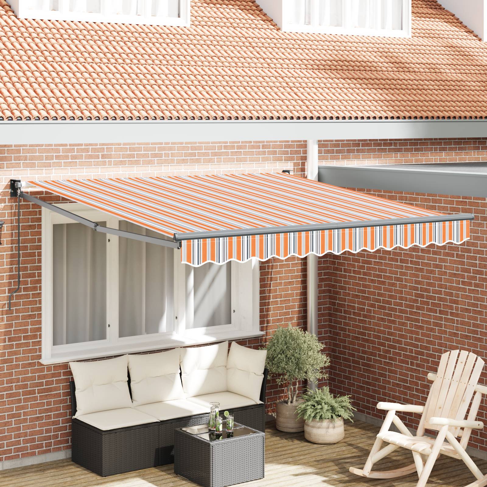 vidaXL Manuelle Einziehbare Markise Multicolor Streifen 300x250 cm