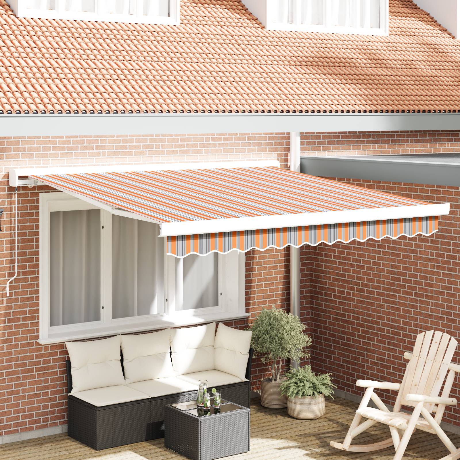 vidaXL manuelle einziehbare Markise mit mehrfarbigem Streifen 300x250 cm