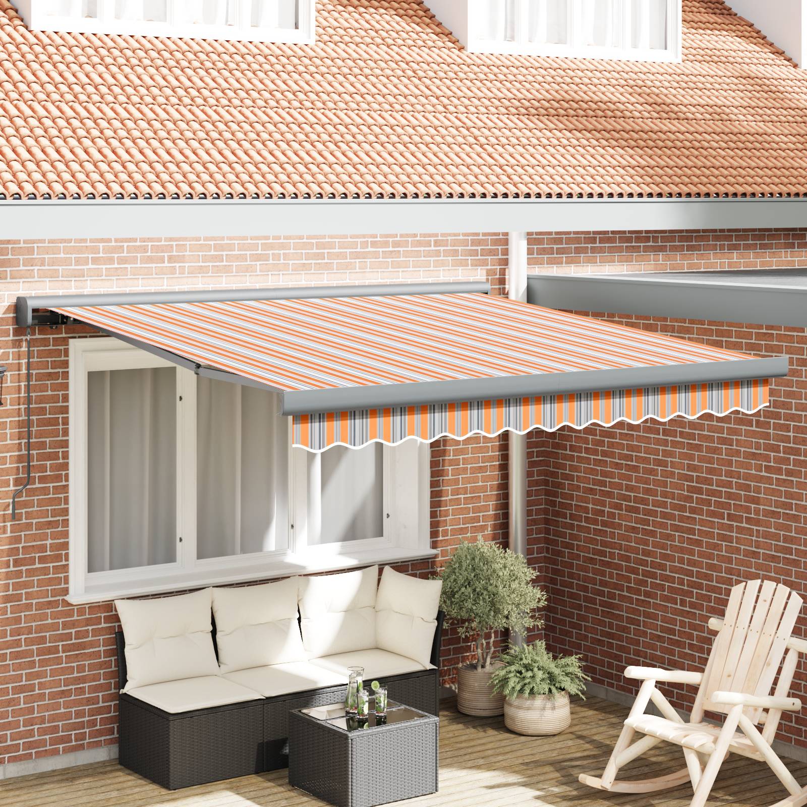 vidaXL Manuelle einziehbare Markise mit bunten Streifen 350x250 cm