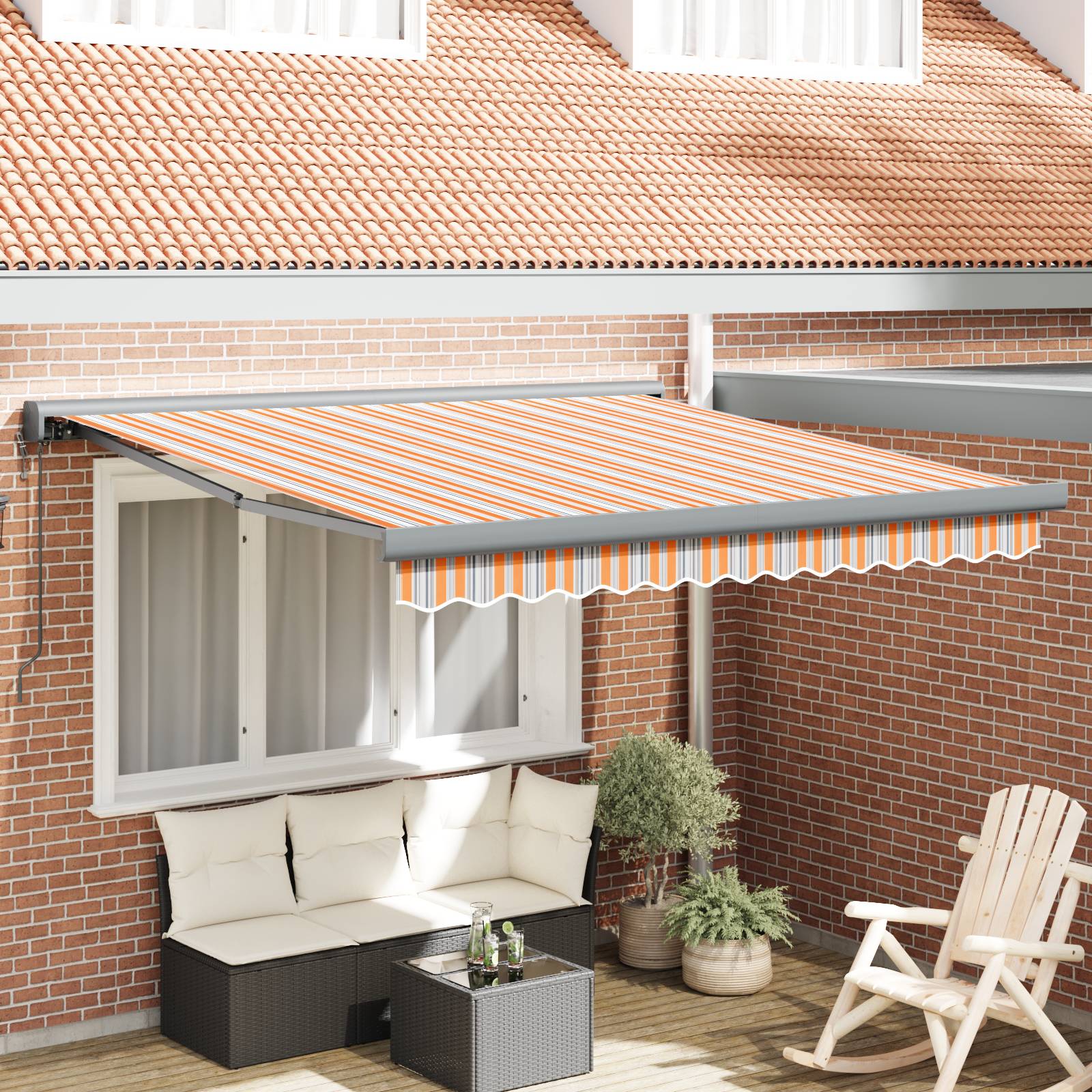 vidaXL Automatische einziehbare Markise mit buntem Streifen 350x250 cm