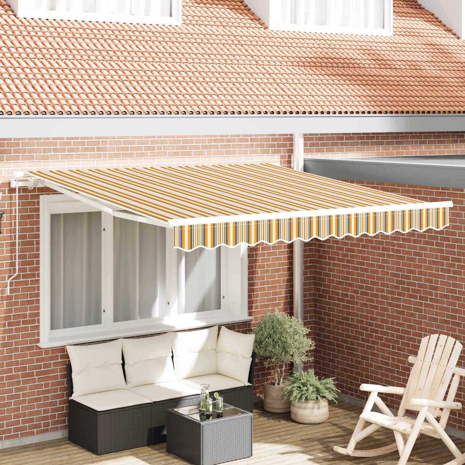 vidaXL manuelle einziehbare Markise bunt gestreift 350x250 cm