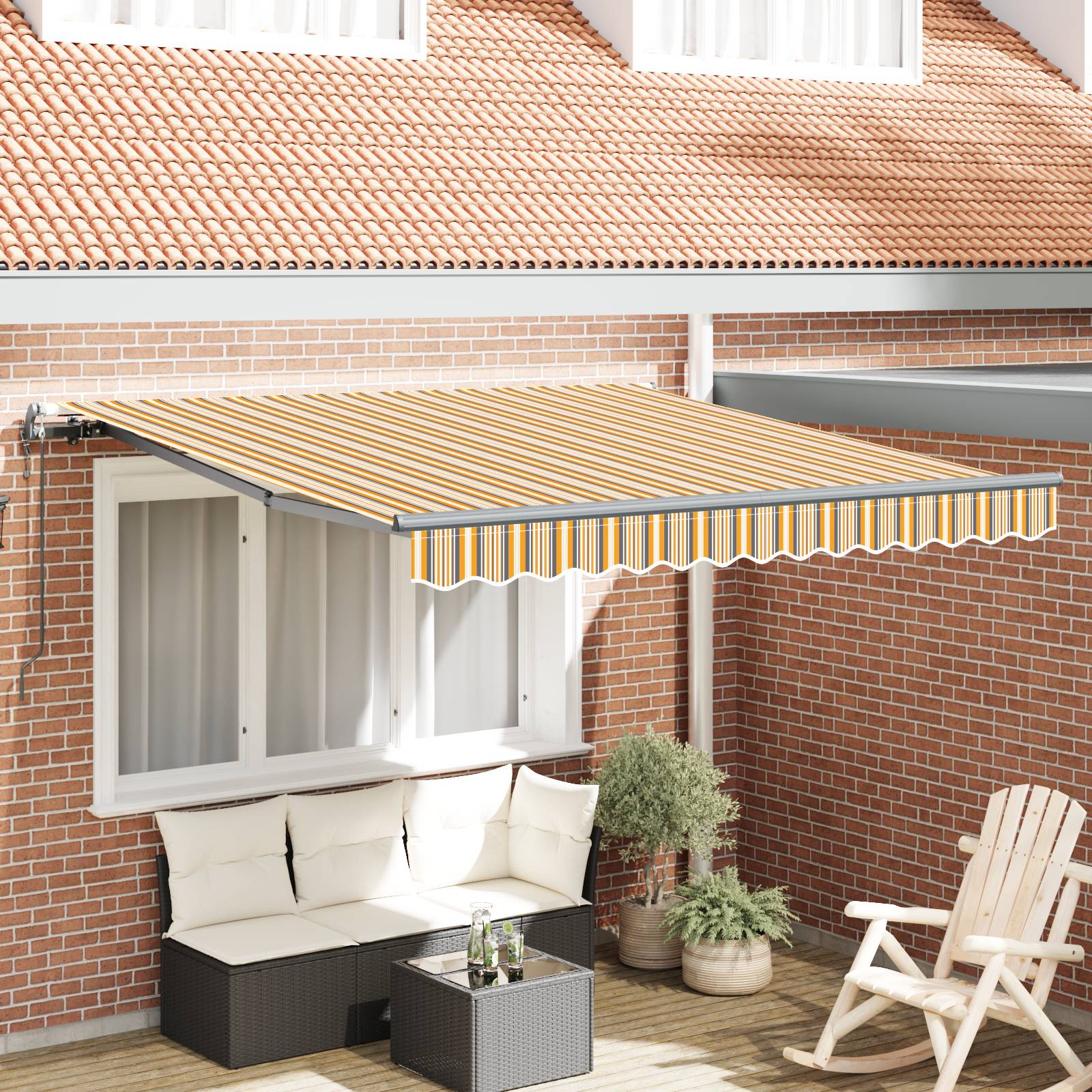 vidaXL Automatische einziehbare Markise Multicolor Streifen 300x250 cm