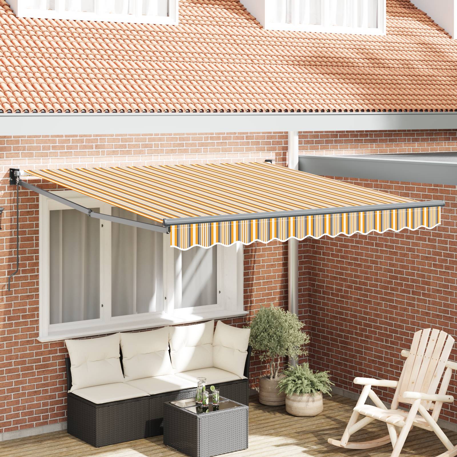 vidaXL manuelle einziehbare Markise Multicolor Streifen 350x250 cm