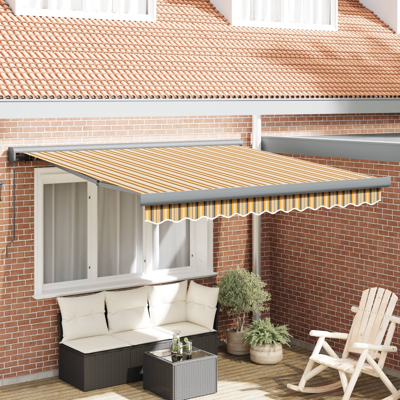 vidaXL manuelle einziehbare Markise mehrfarbiger Streifen 300x250 cm