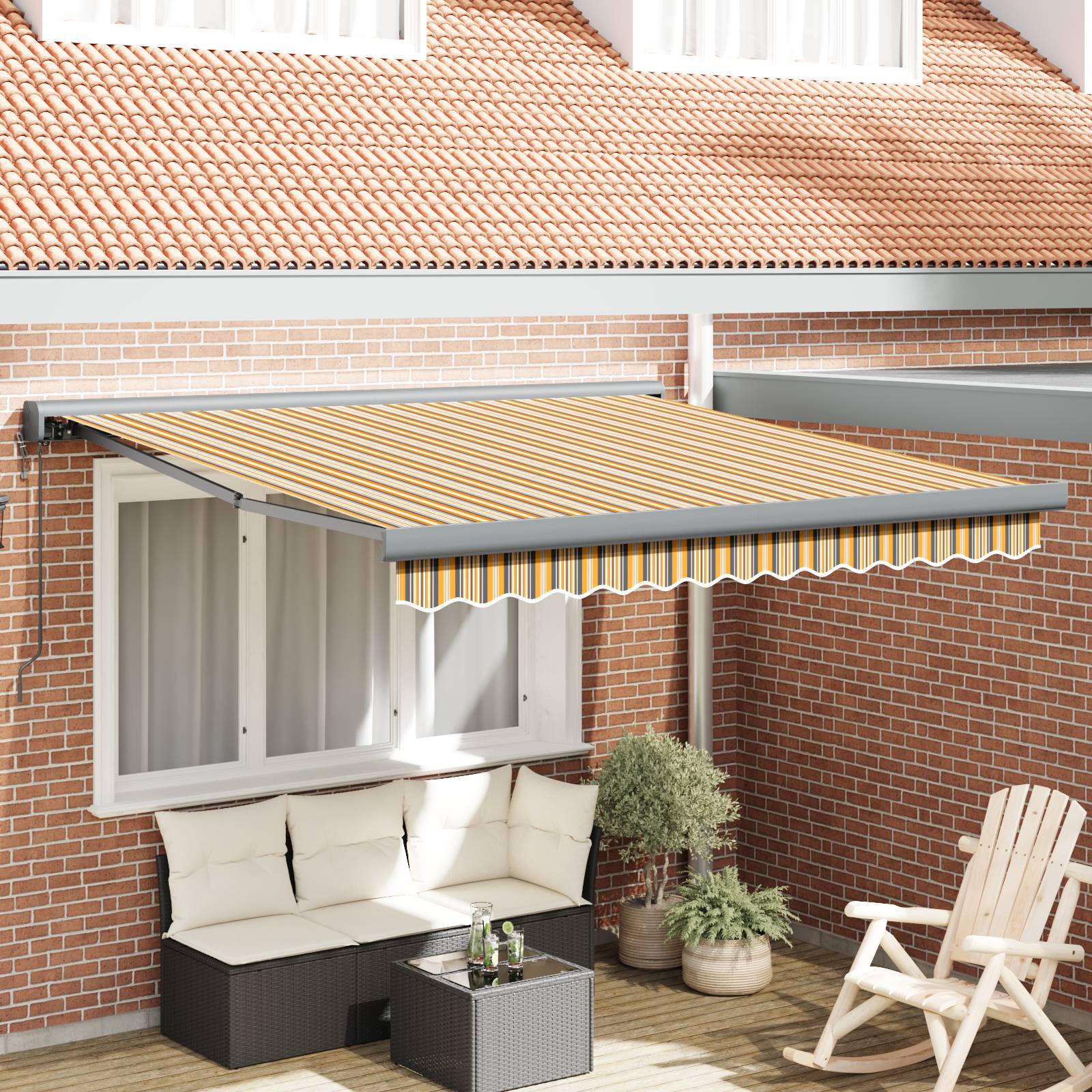 vidaXL Automatische Einziehbare Markise mit Multicolor Streifen 300x250 cm