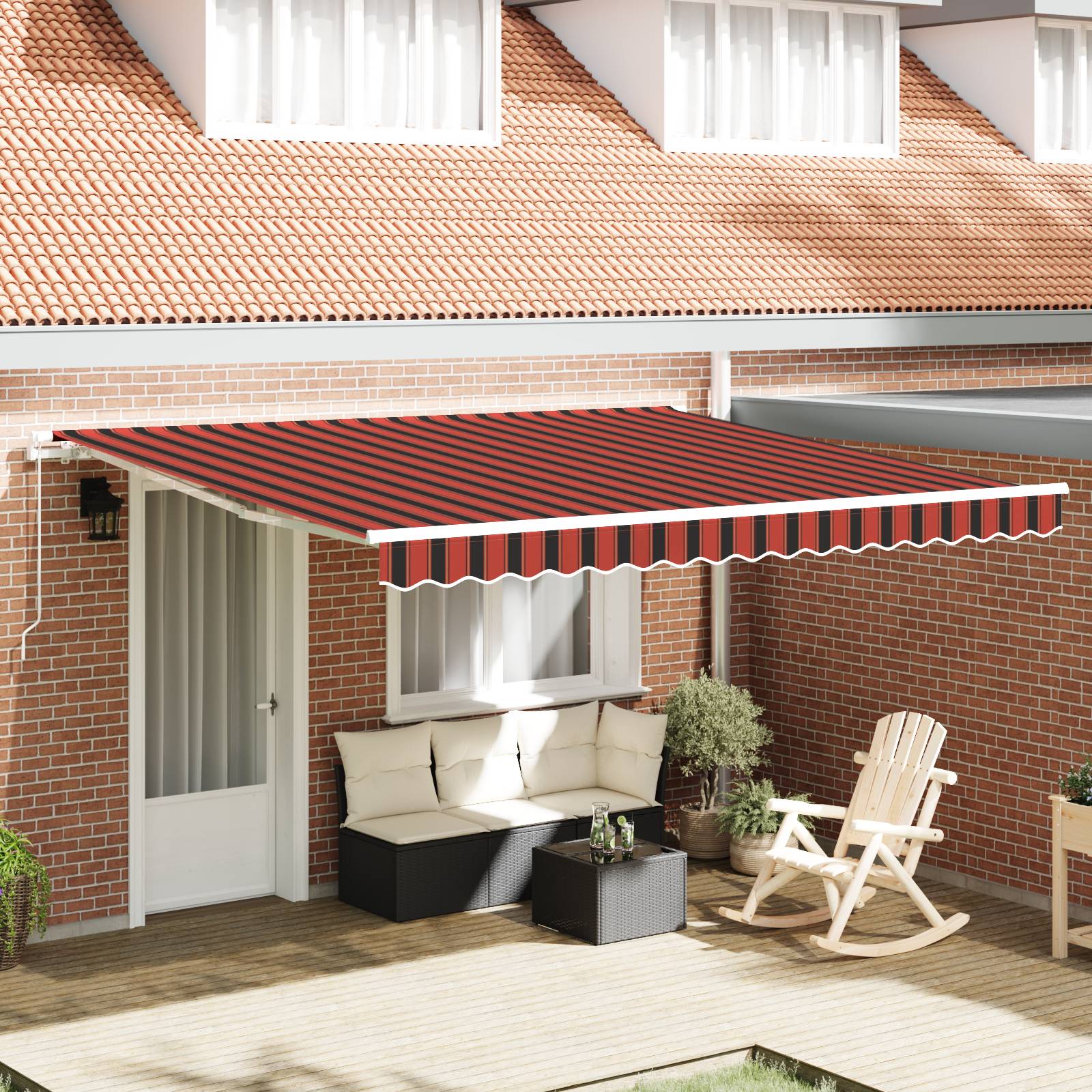 vidaXL Einziehbare Markise Orange und Braun 400 x 300 cm Stoff