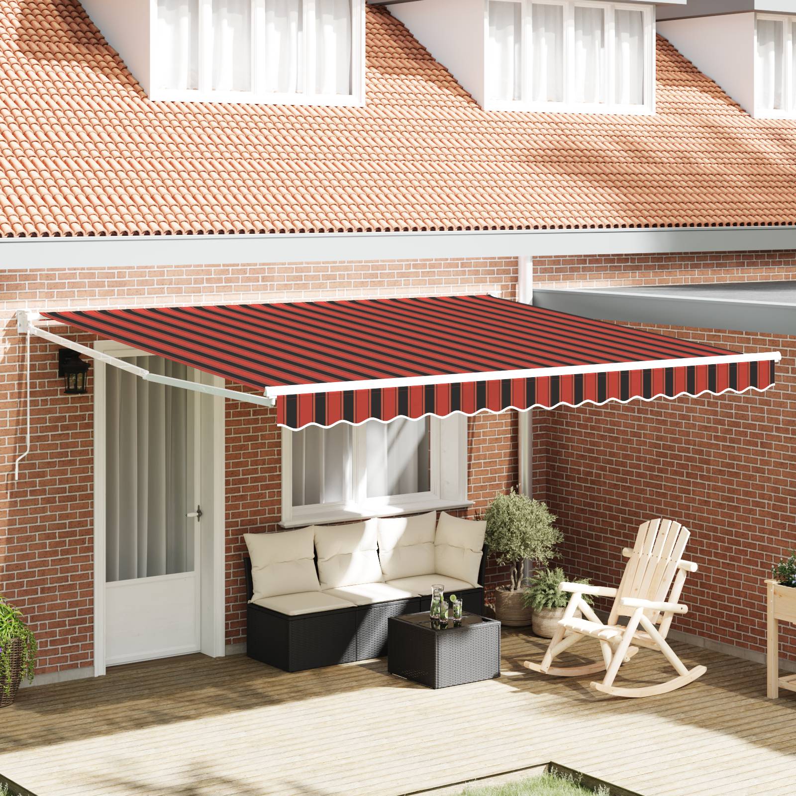 vidaXL Manuelle Einziehbare Markise in Orange und Braun 350x250 cm