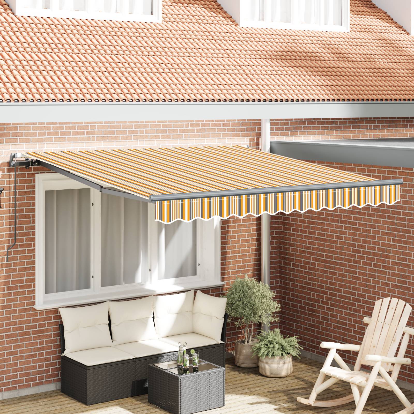 vidaXL Manuelle einziehbare Markise gestreift 350x250 cm