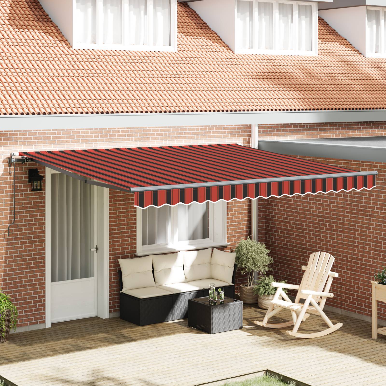 vidaXL Automatische einziehbare Markise in Orange und Braun 400x350 cm