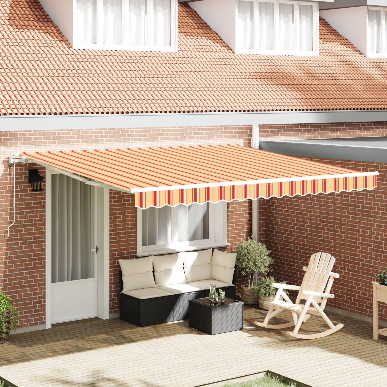 vidaXL Automatische Einziehbare Markise Gelb und Orange 4 x 3 m