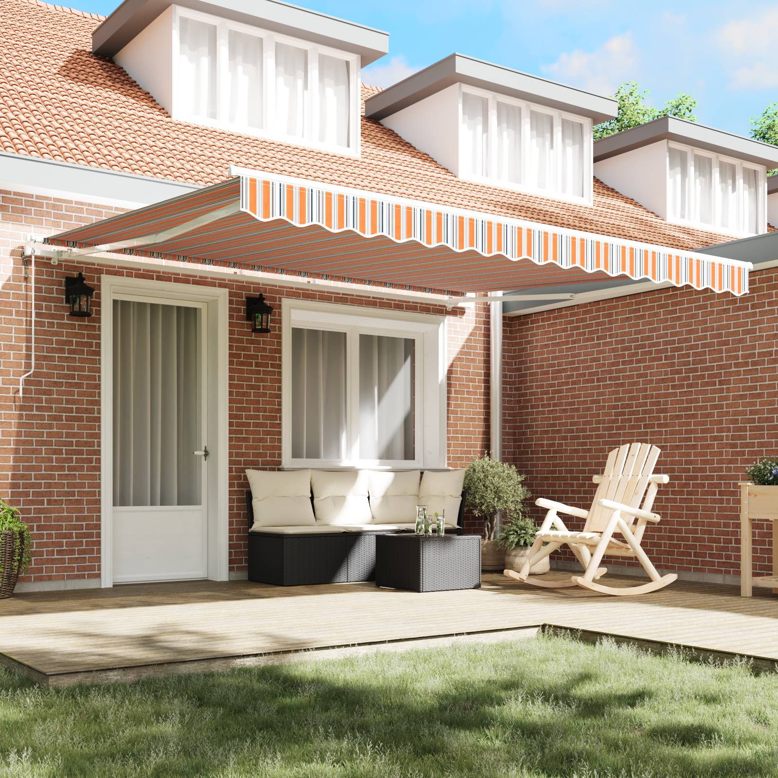 vidaXL Automatische einziehbare Markise in bunten Streifen 400x300 cm