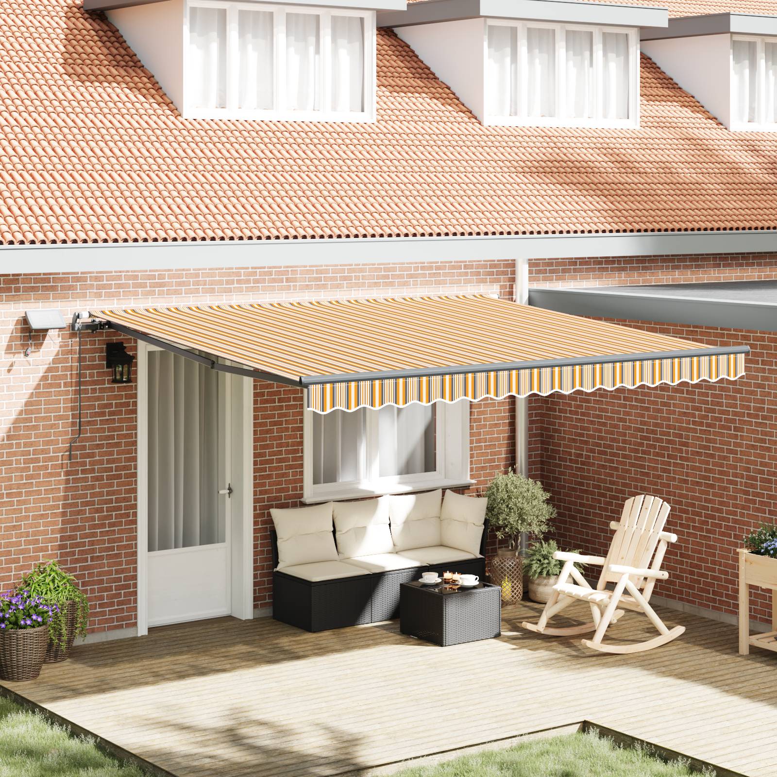 vidaXL Manuelle einziehbare Markise mit LED-Mehrfarbigen Streifen 400x350 cm