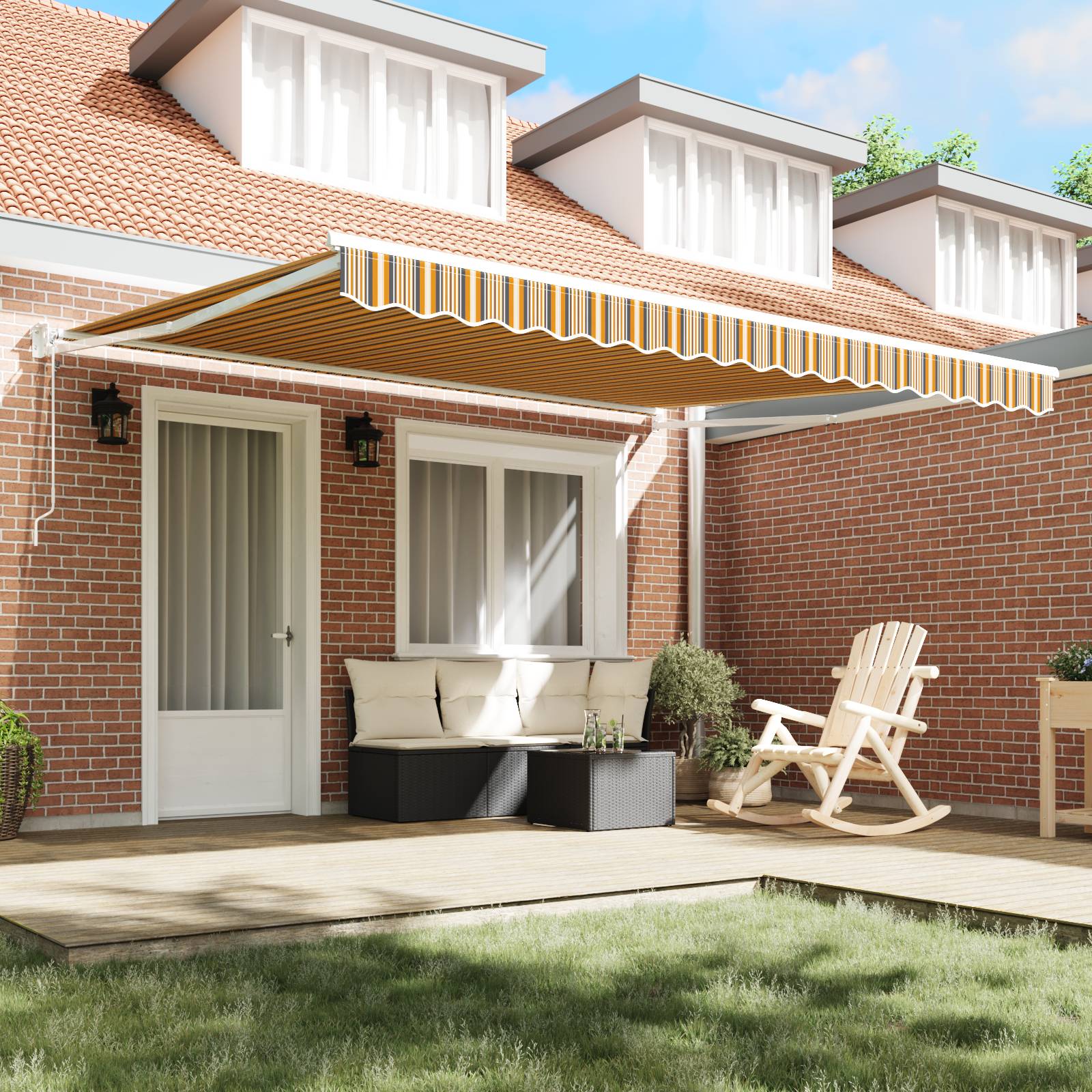 vidaXL Einziehbare Markise Multicolor-Streifen 400x300 cm