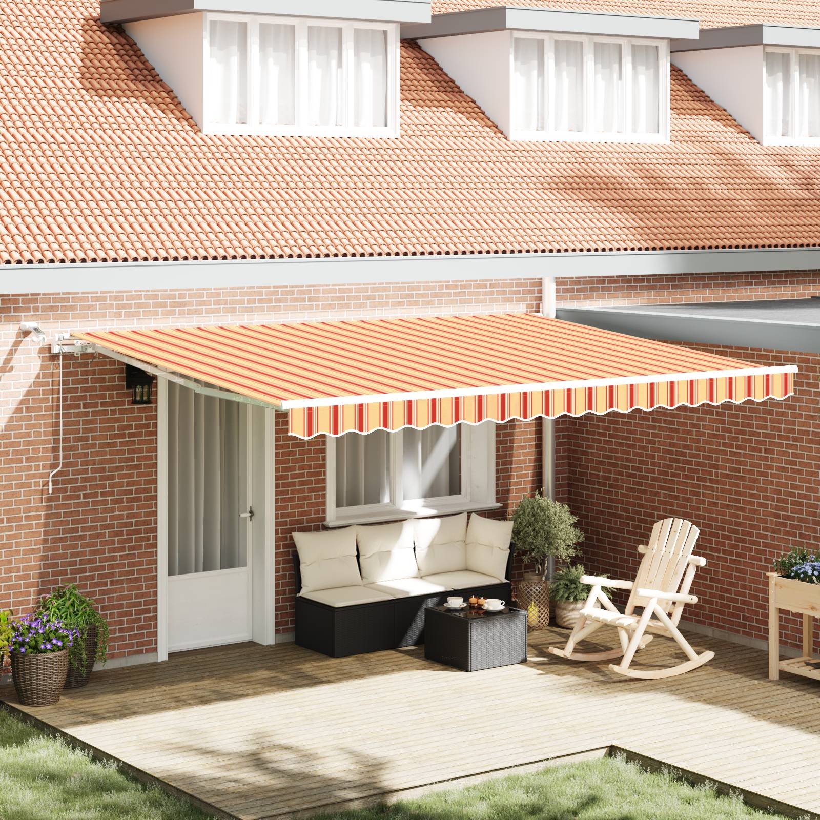 vidaXL Automatische einziehbare Markise mit LED Gelb und Orange 450x350 cm