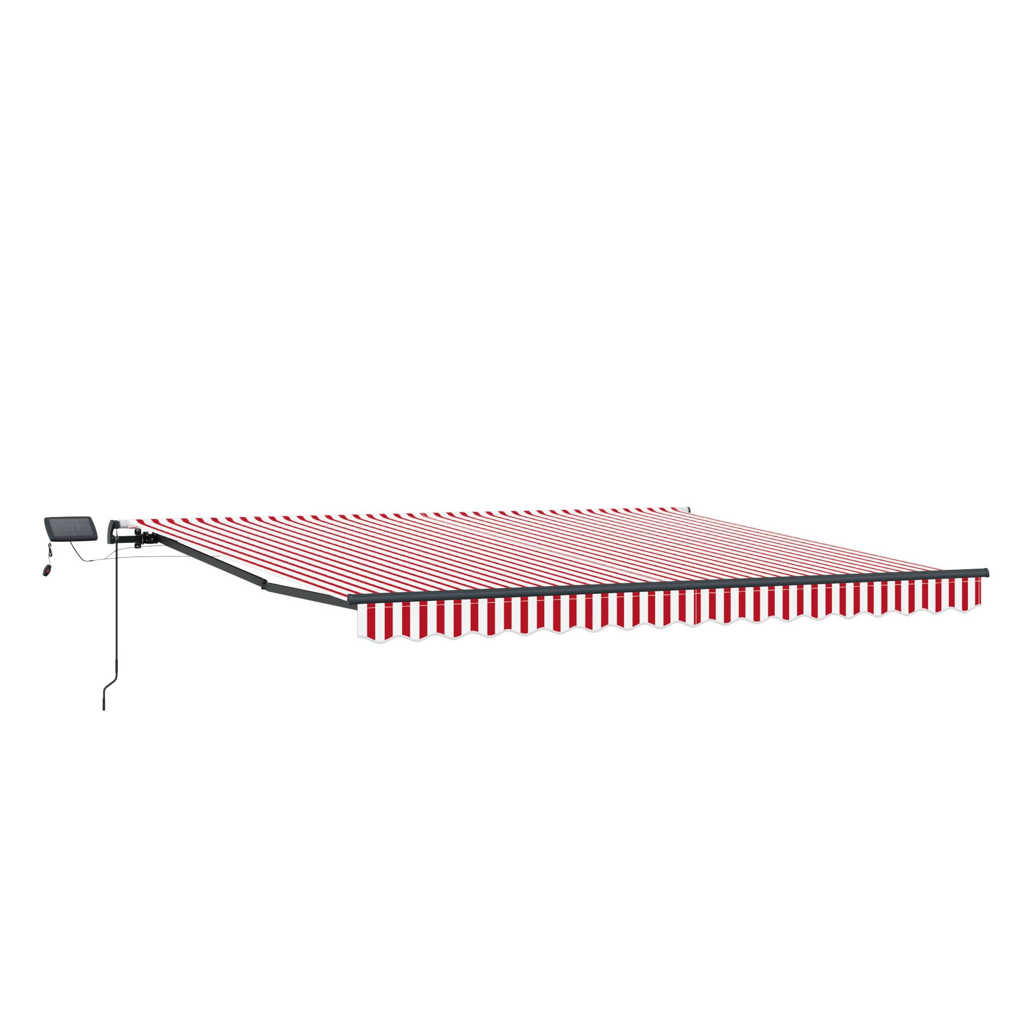 vidaXL Manuelle einziehbare Markise mit LED im rot-weiß gestreiften Design 450x350 cm