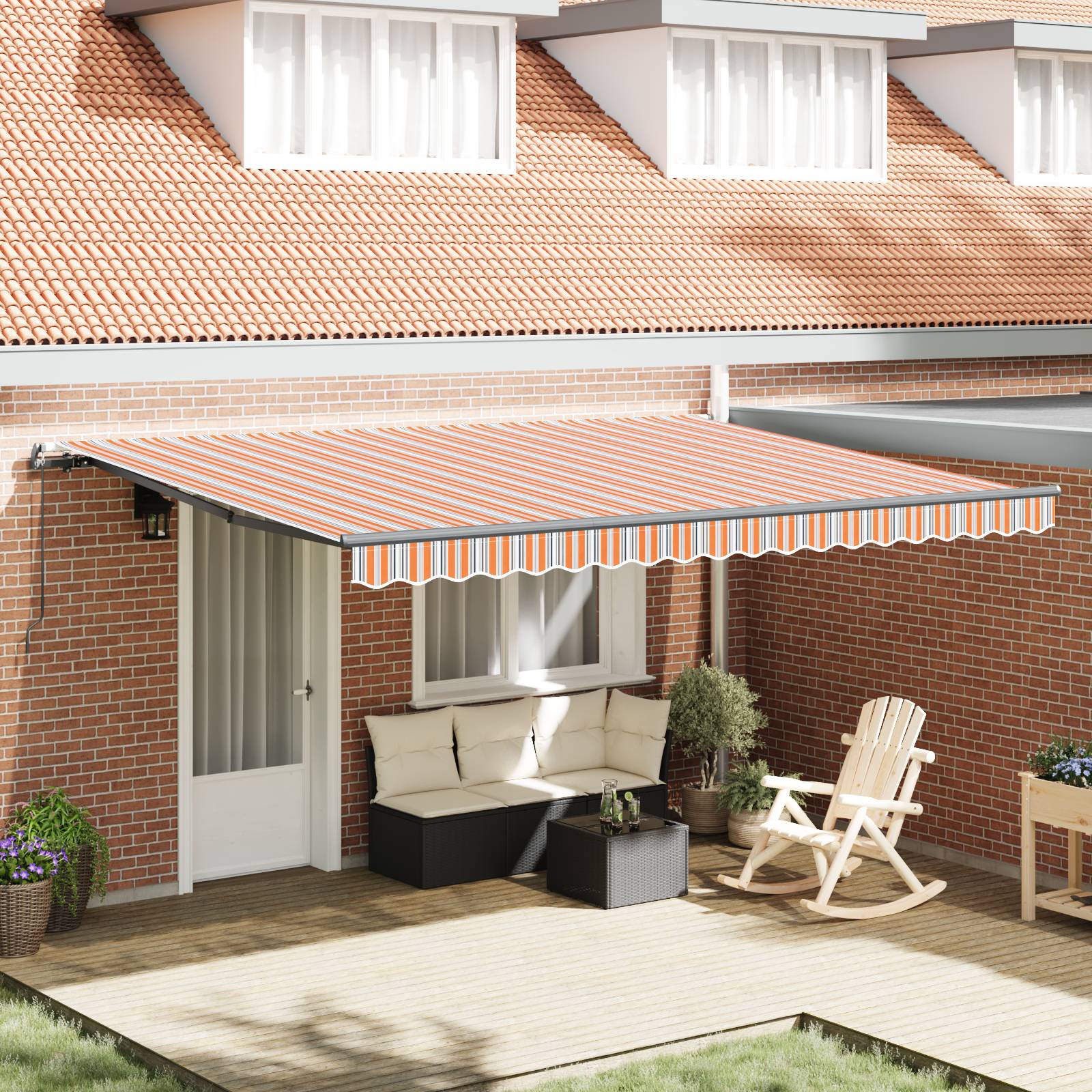 vidaXL Manuelle einziehbare Markise mit mehrfarbigem Streifen 450x300 cm