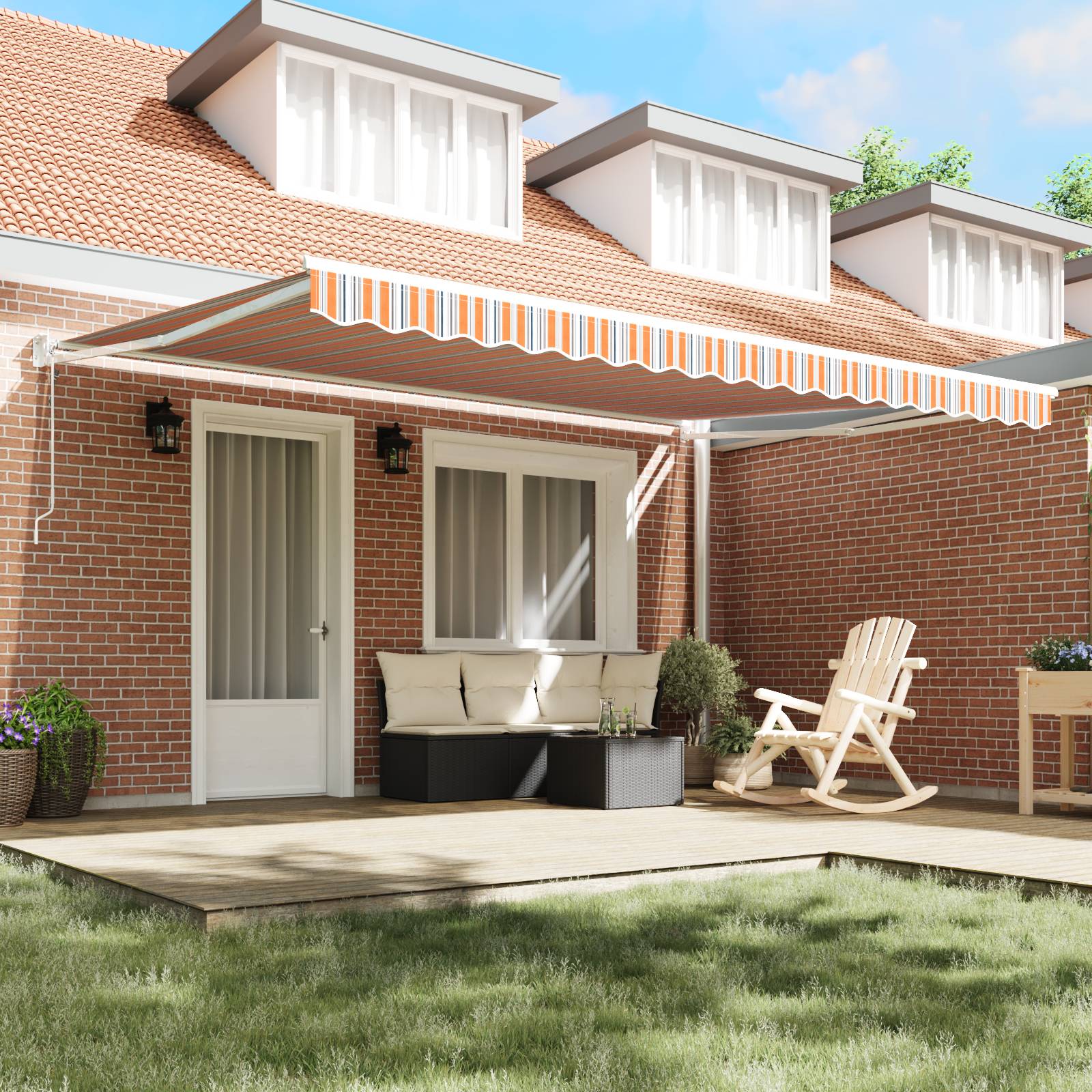 vidaXL Automatische Einziehbare Markise Mehrfarbig Gestreift 450x300 cm