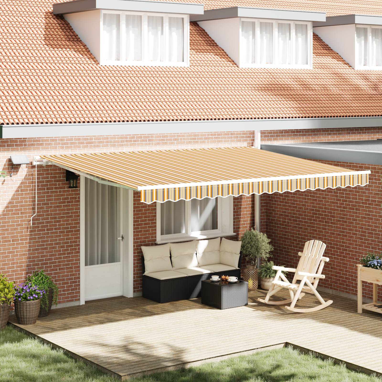 vidaXL Manuelle einziehbare Markise mit LED Mehrfarbenstreifen 450x300 cm