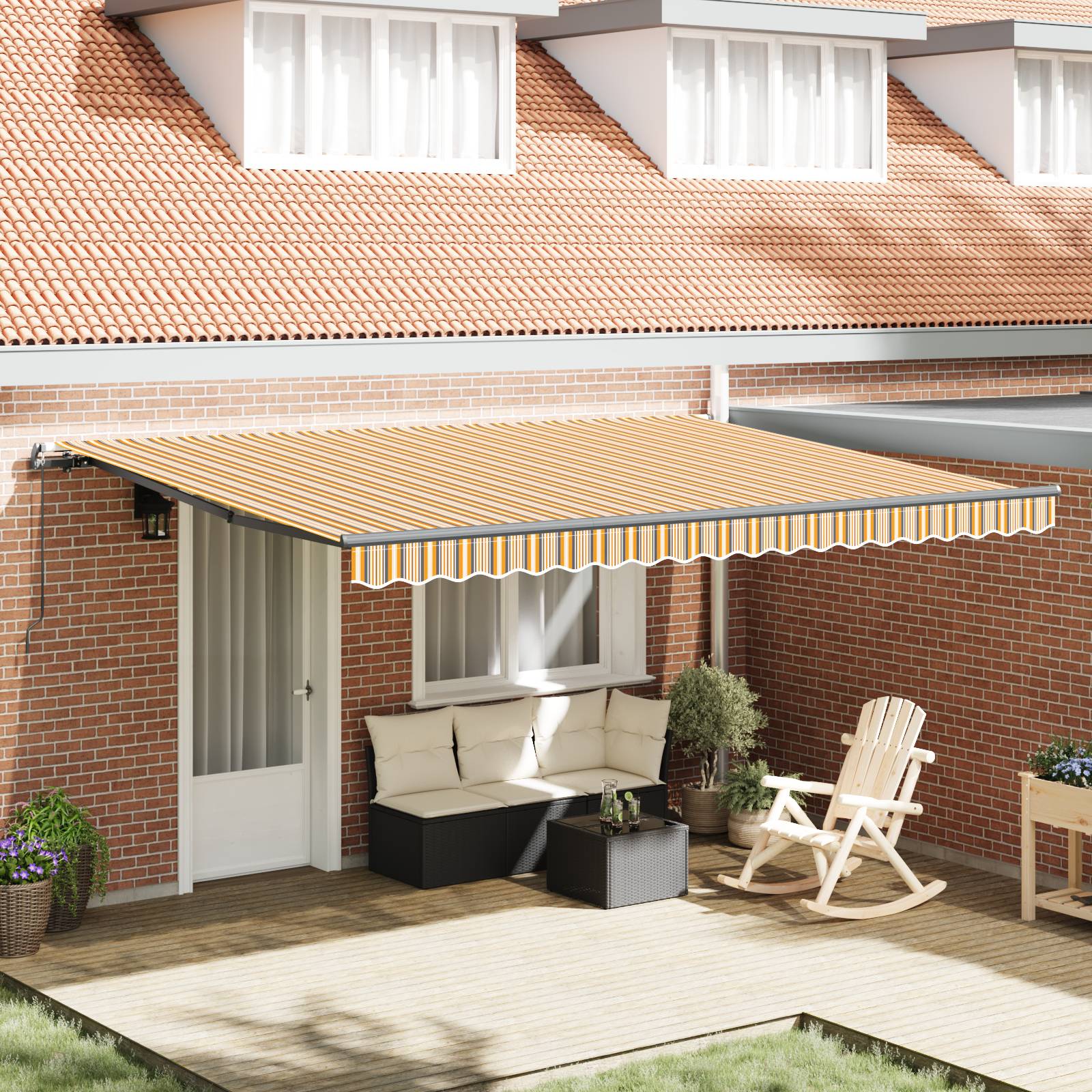 vidaXL Manuelle einziehbare Markise mit buntem Streifen 450x300 cm