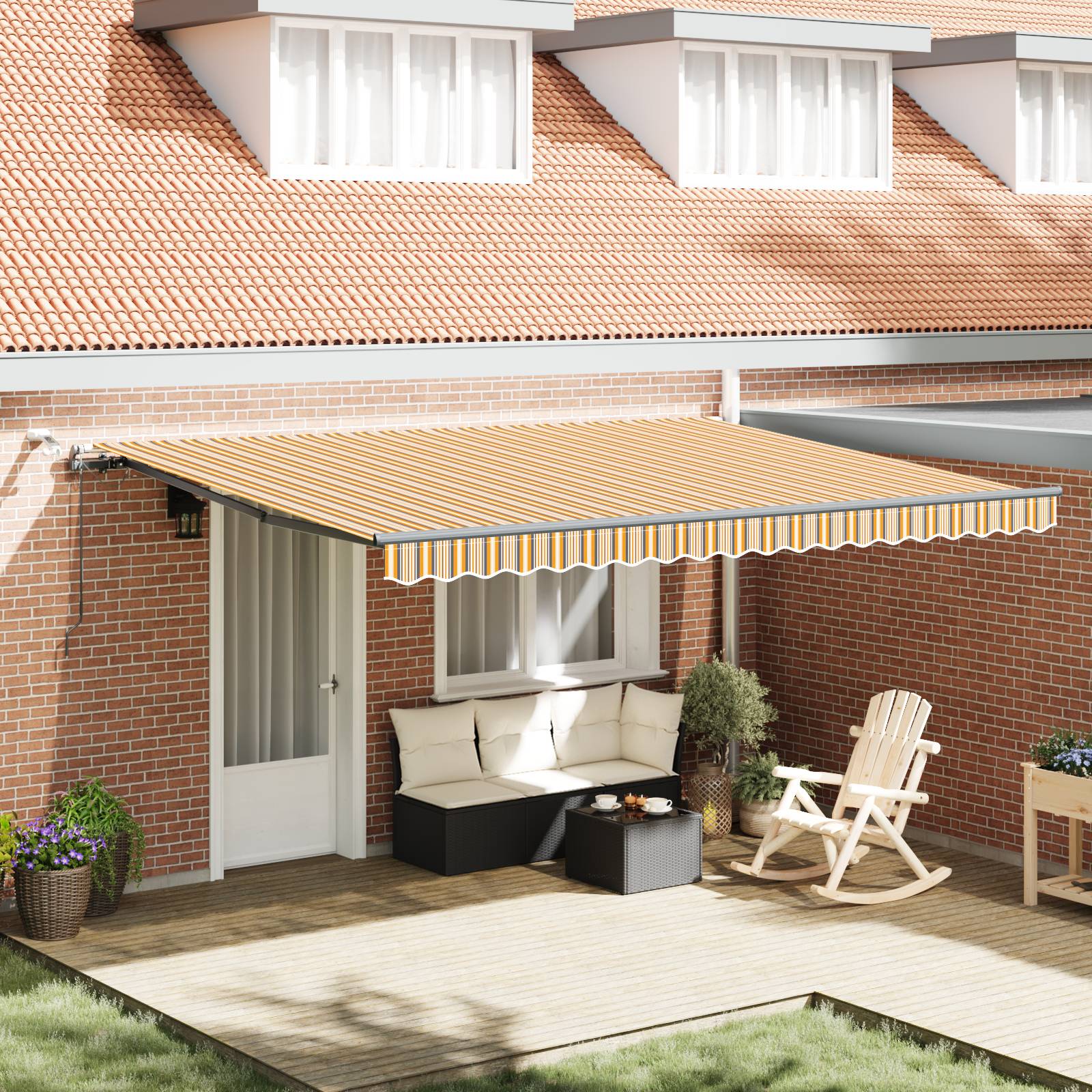 vidaXL Automatische Einziehbare Markise mit LED mehrfarbigem Streifen 450x300 cm