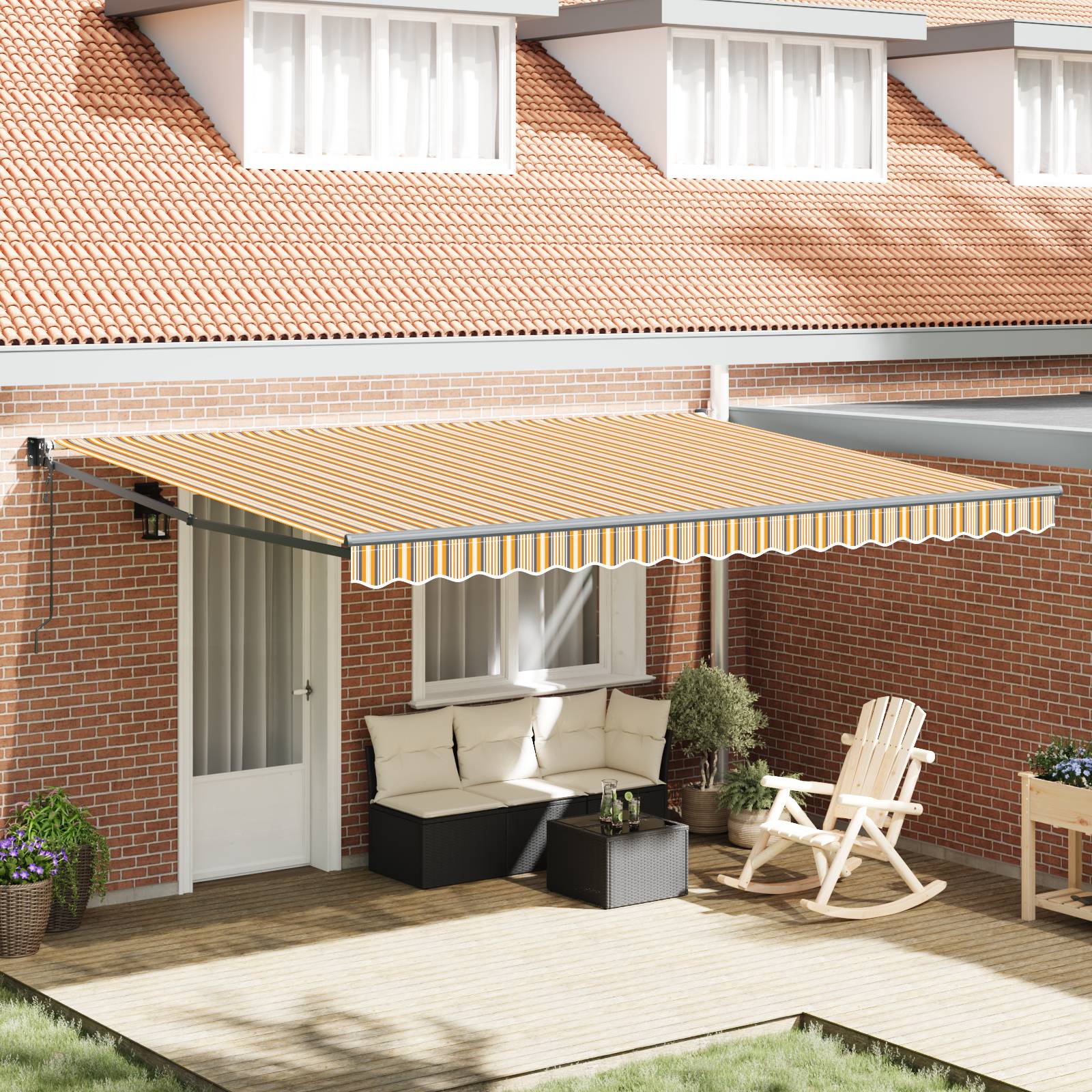 vidaXL Automatische Einziehbare Markise Multicolour Stripe 450x300 cm