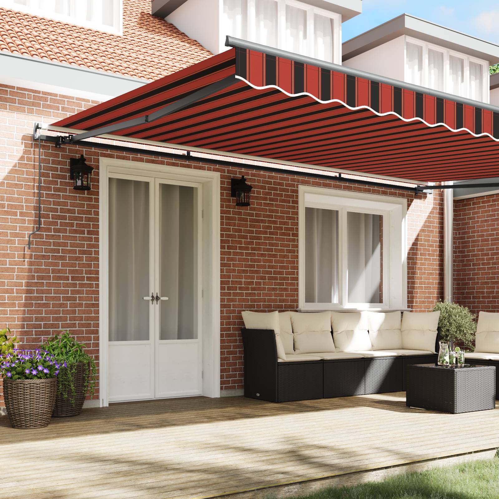 vidaXL Manuelle einziehbare Markise Orange und Braun 500x350 cm