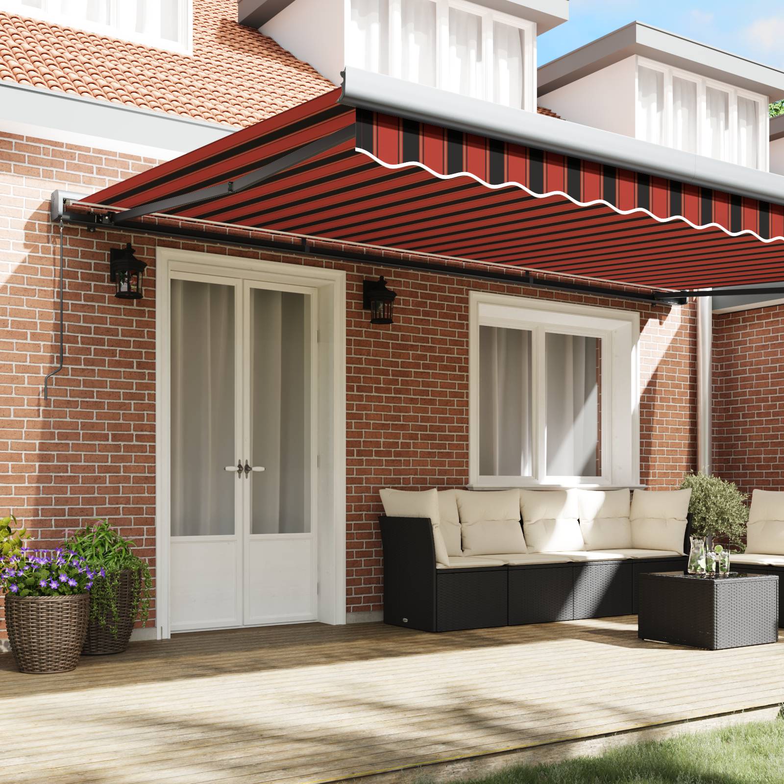 vidaXL Manuelle einziehbare Markise Orange und Braun 500x300 cm