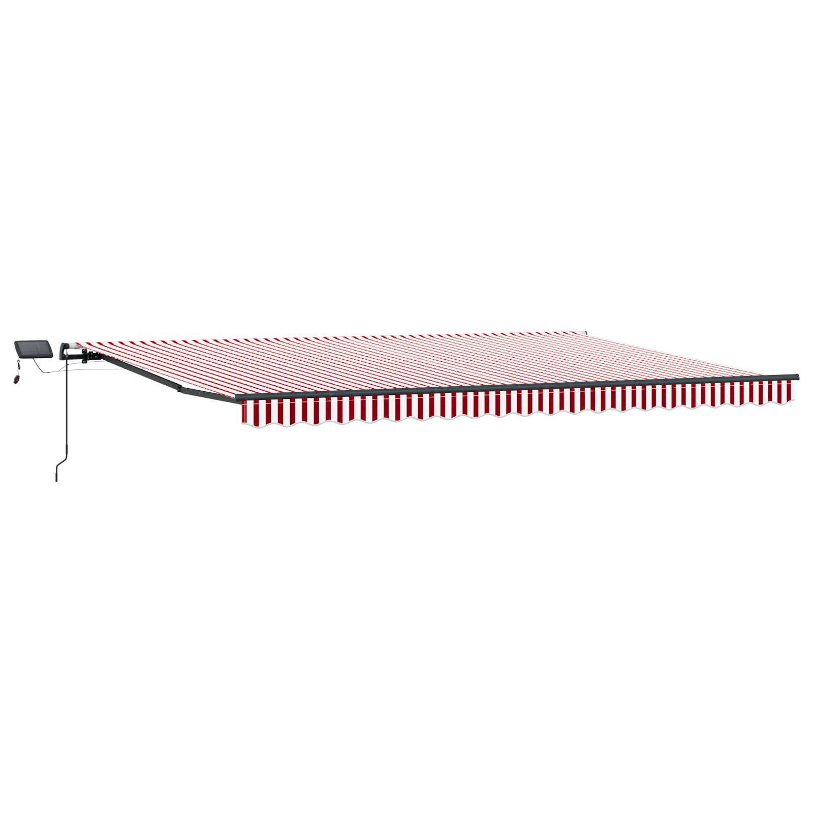 vidaXL manuelle einziehbare Markise mit LED, rot und weiß gestreift, 500 x 350 cm