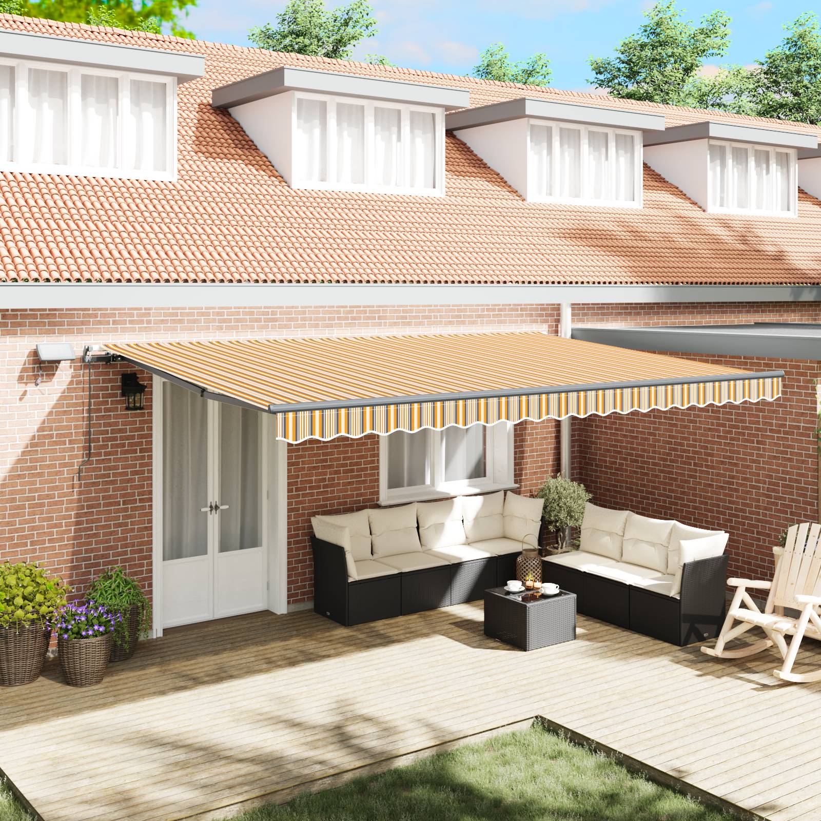 vidaXL Manuelle einziehbare Markise mit LED mehrfarbigem Streifen 500x300 cm