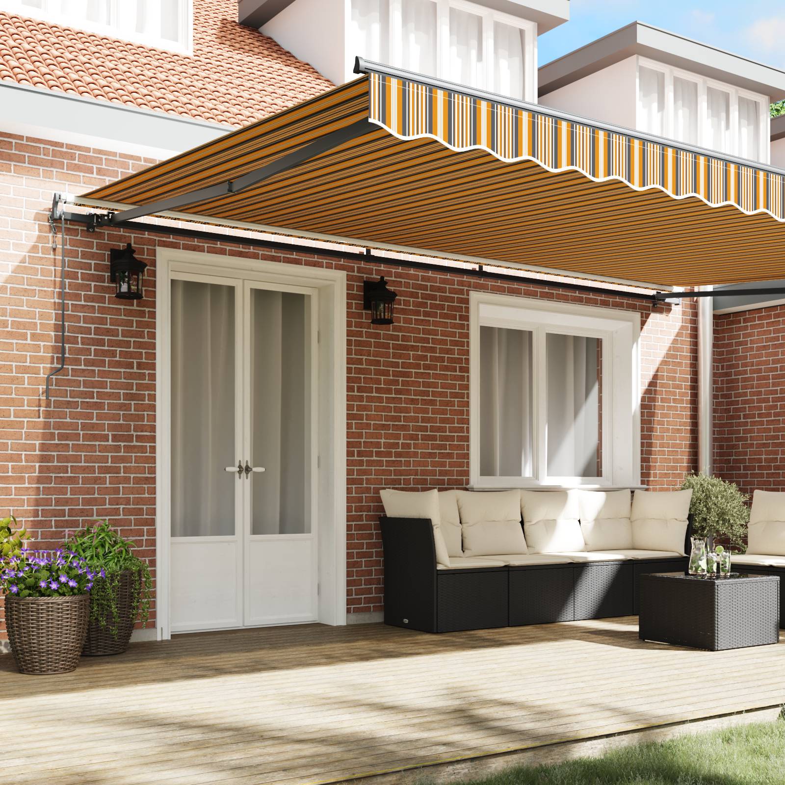 vidaXL Automatische Einziehbare Markise Multicolor Streifen 500x300 cm