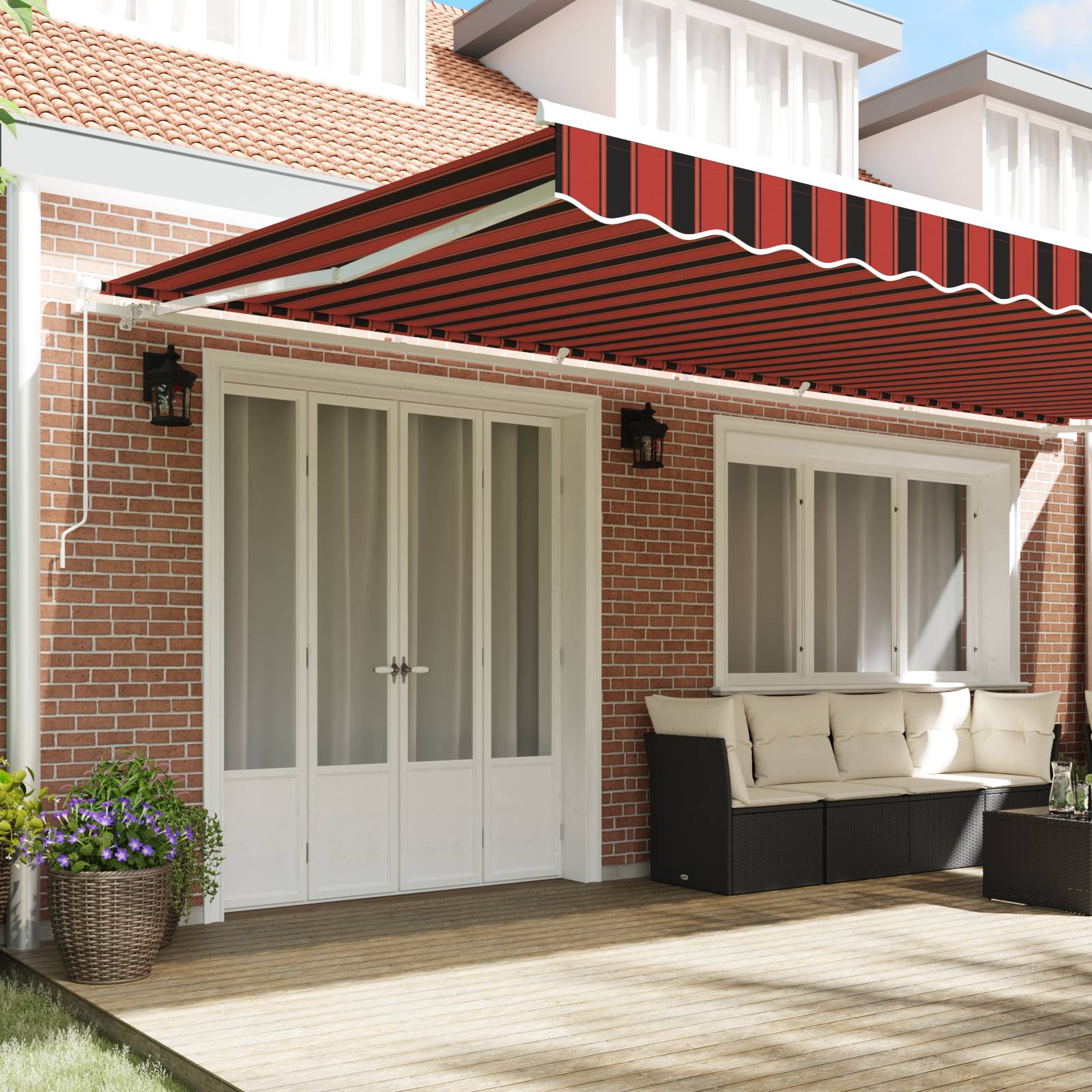 vidaXL Einziehbare Markise Orange und Braun 600 x 300 cm Stoff