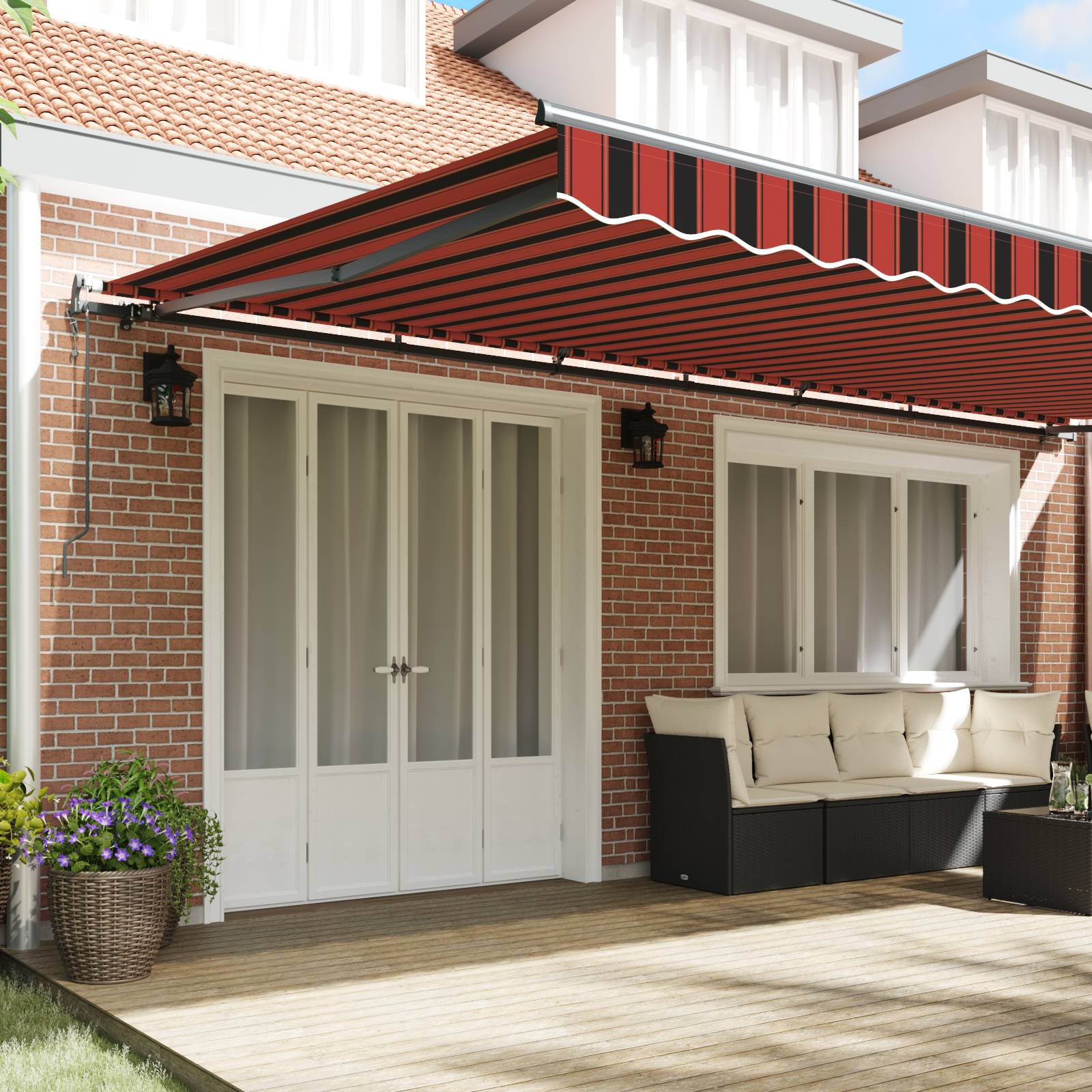 vidaXL Automatische einziehbare Markise in Orange und Braun 600x350 cm
