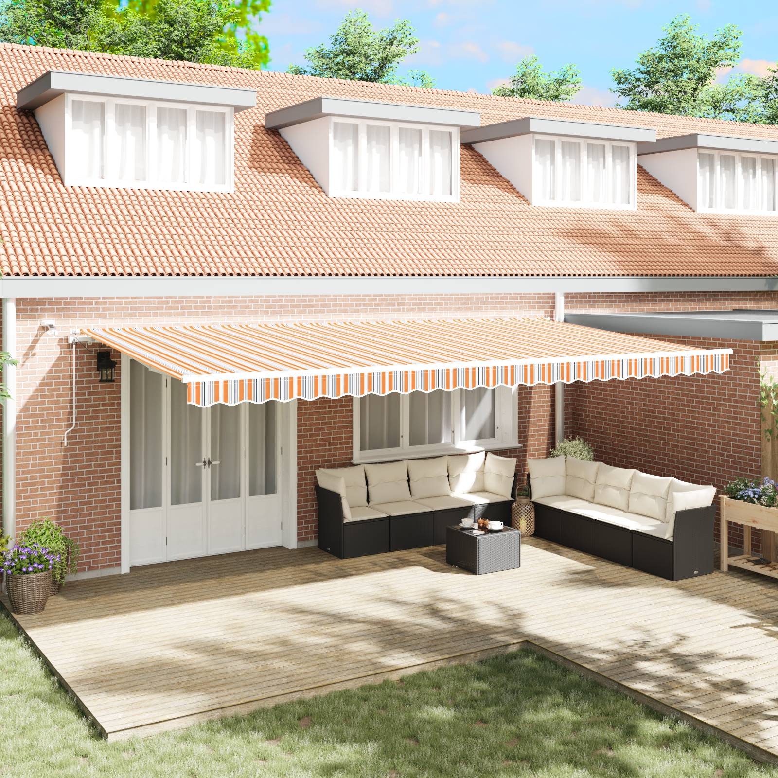 vidaXL Automatische Einziehbare Markise mit LED Mehrfarbigen Streifen 600x300 cm