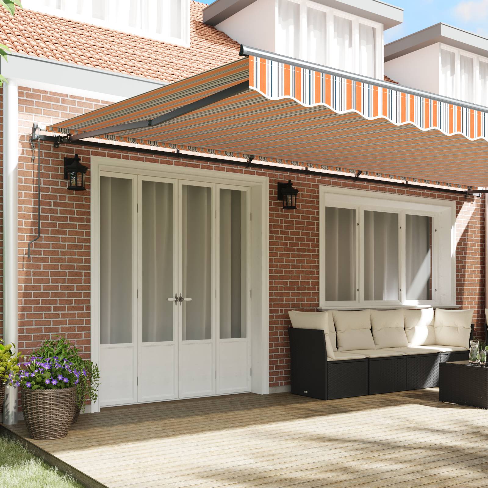 vidaXL Automatische einziehbare Markise mit mehrfarbigem Streifen 600x300 cm