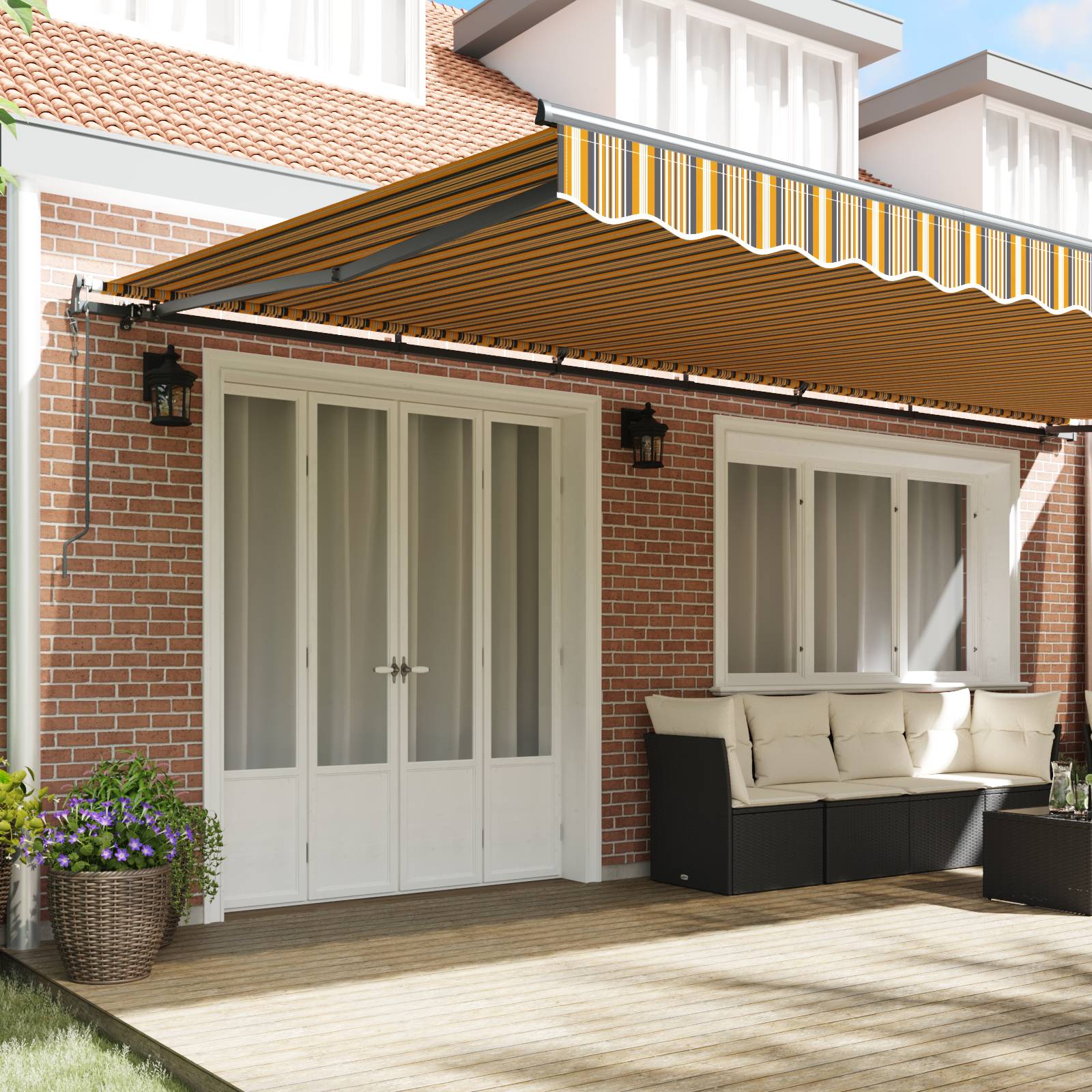 vidaXL Automatische einziehbare Markise Mehrfarbige Streifen 600x350 cm