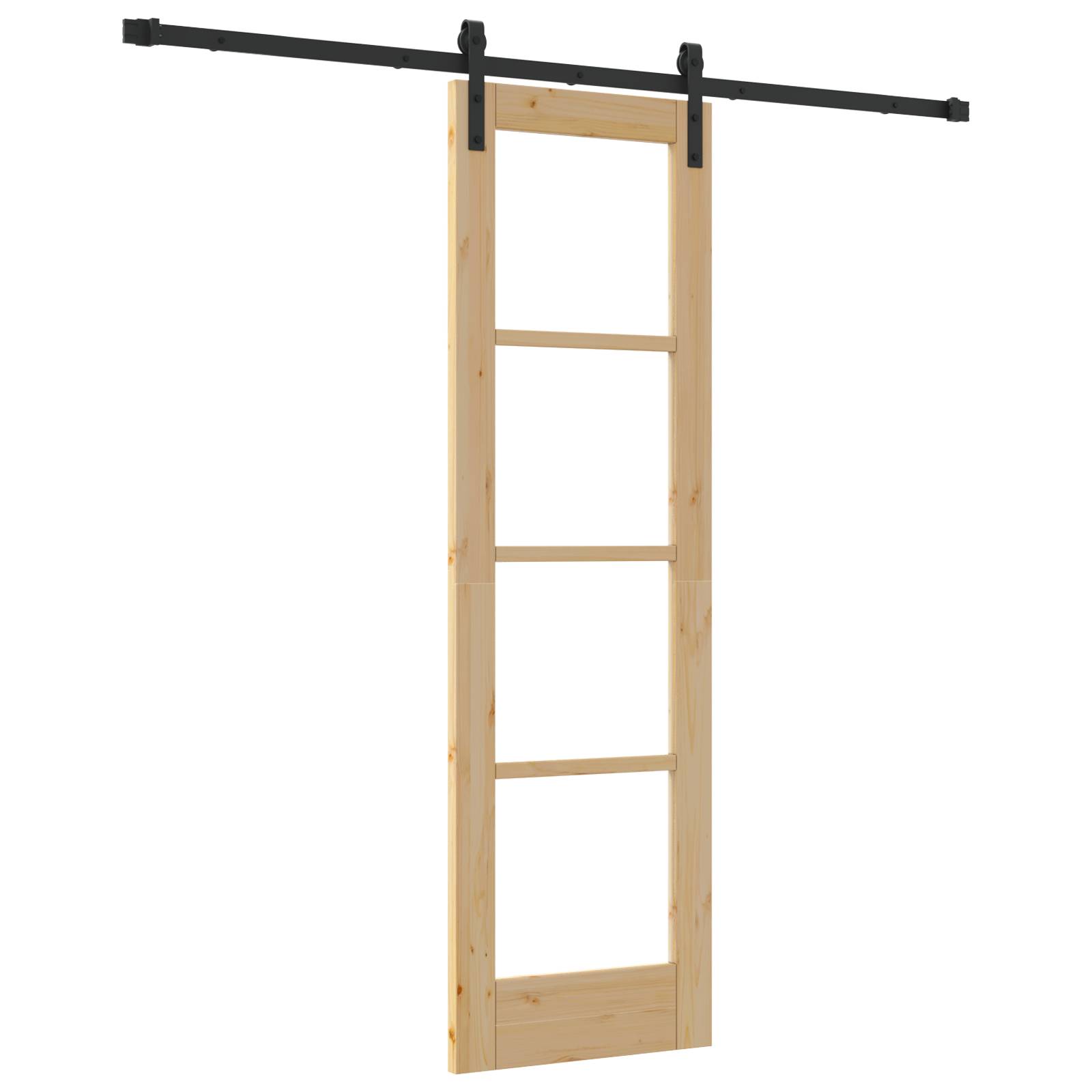 vidaXL Schiebetür mit Zubehörset "ORKDAL" aus massivem Holz & Glas