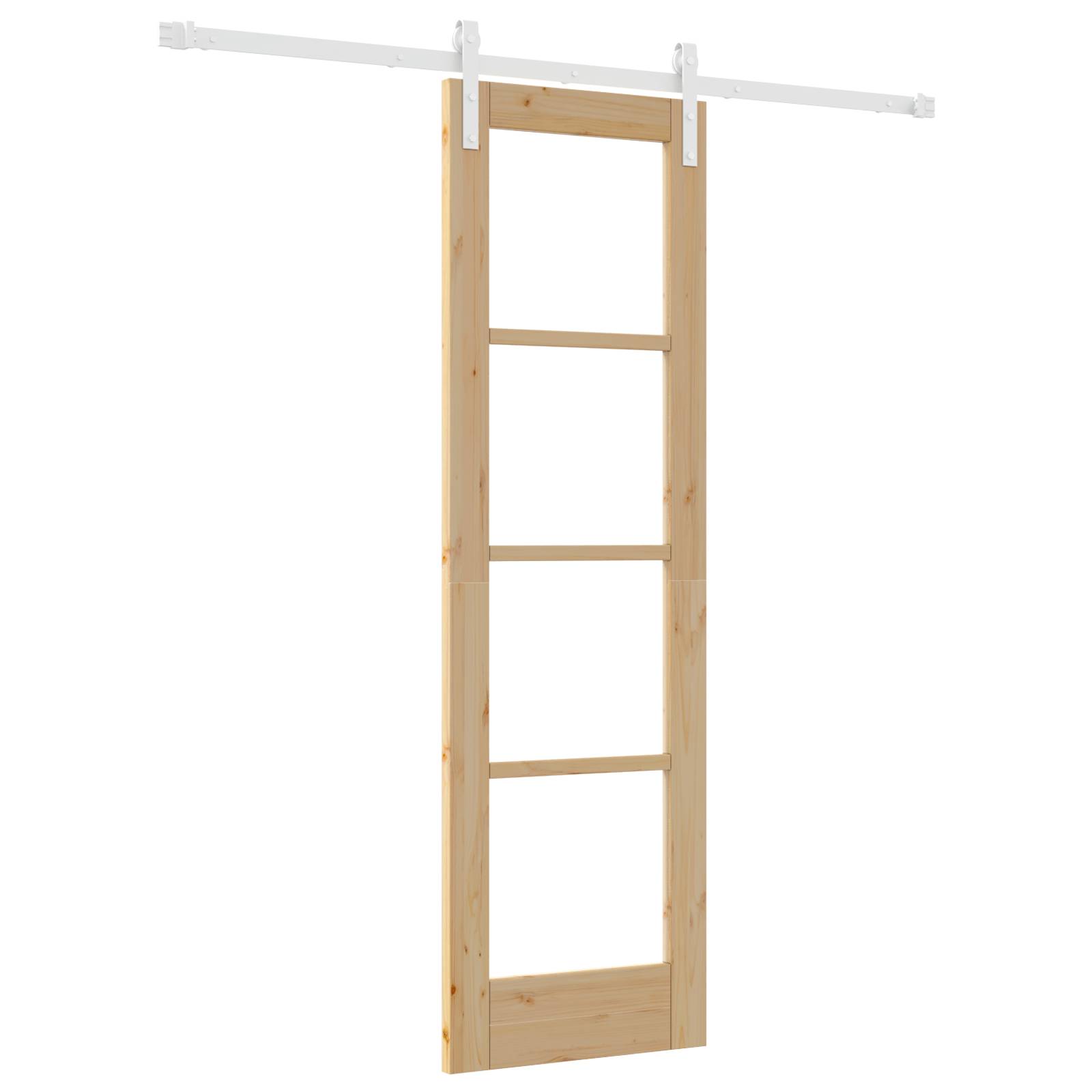 vidaXL Schiebetür mit Beschlagset "ORKDAL" aus massivem Holz & Glas