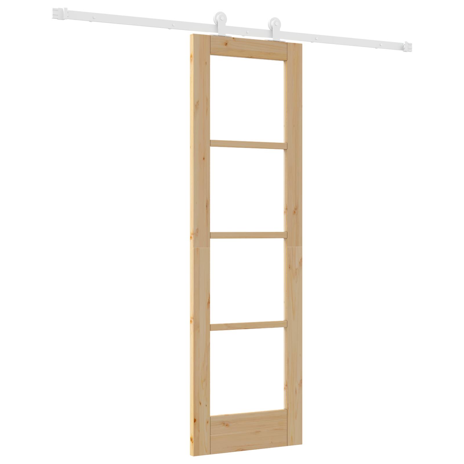 vidaXL Schiebetür mit Beschlägen 'ORKDAL'aus Massivholz und Glas