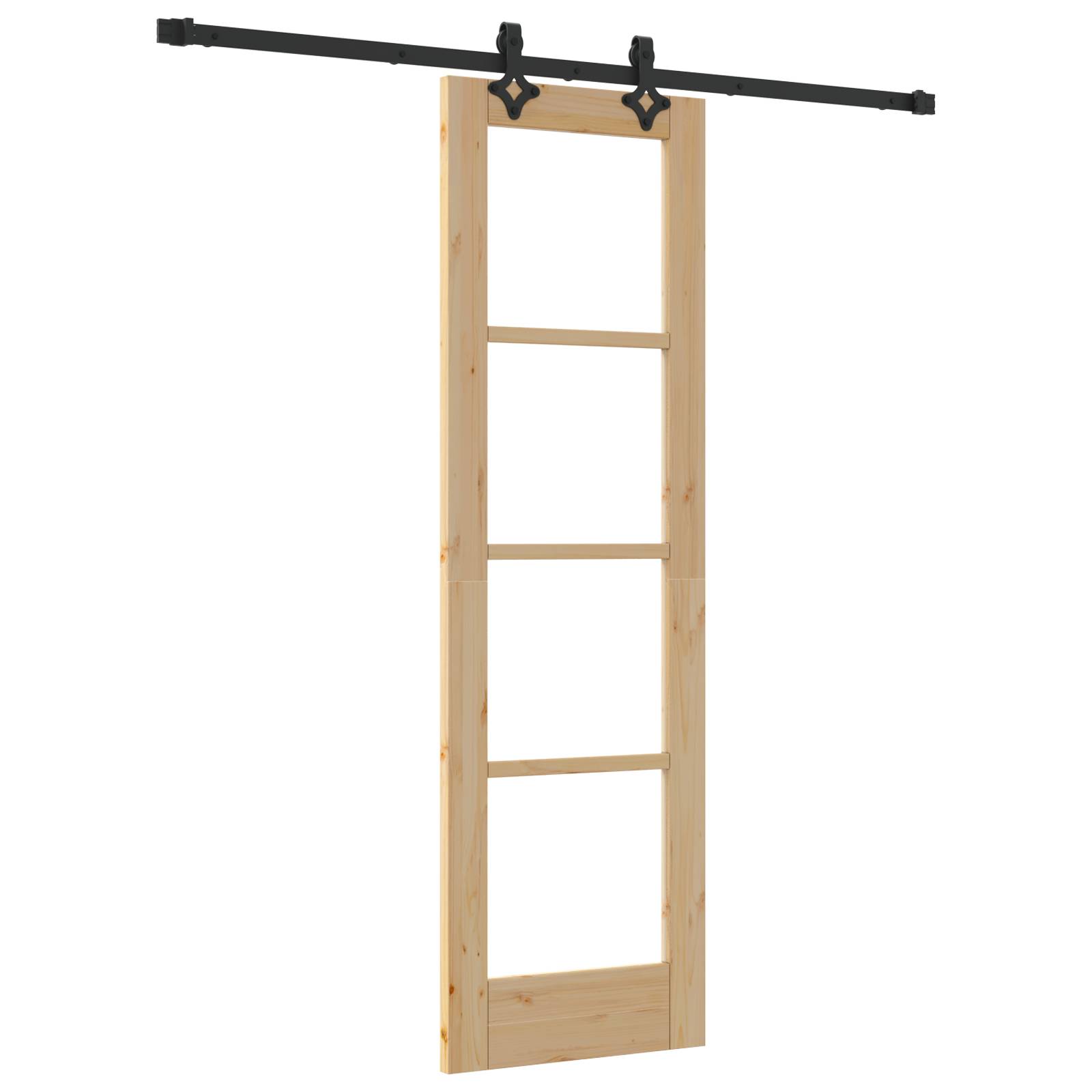 vidaXL Schiebetür mit Hardware-Set "ORKDAL" aus massivem Holz & Glas