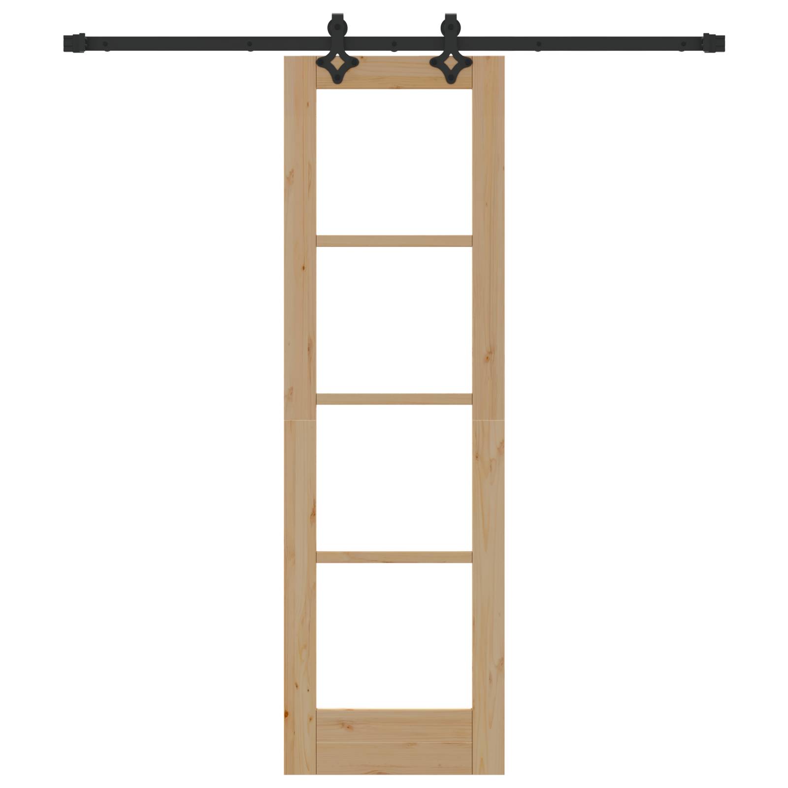 vidaXL Schiebetür mit Hardware-Set "ORKDAL" aus massivem Holz & Glas