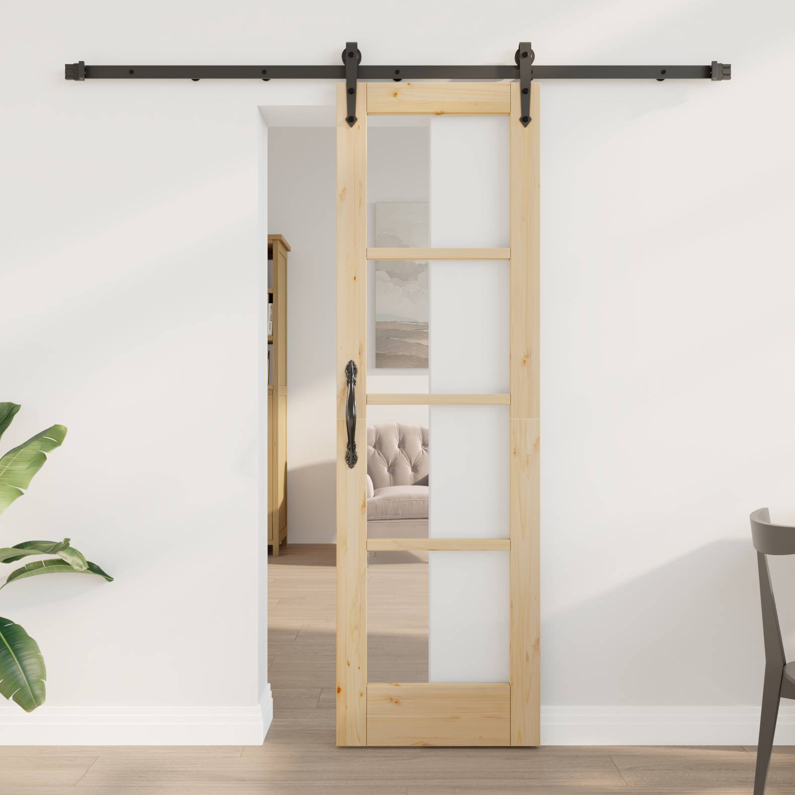 vidaXL Schiebetür mit Montageset 61x198,5 cm Massivholz Kiefer
