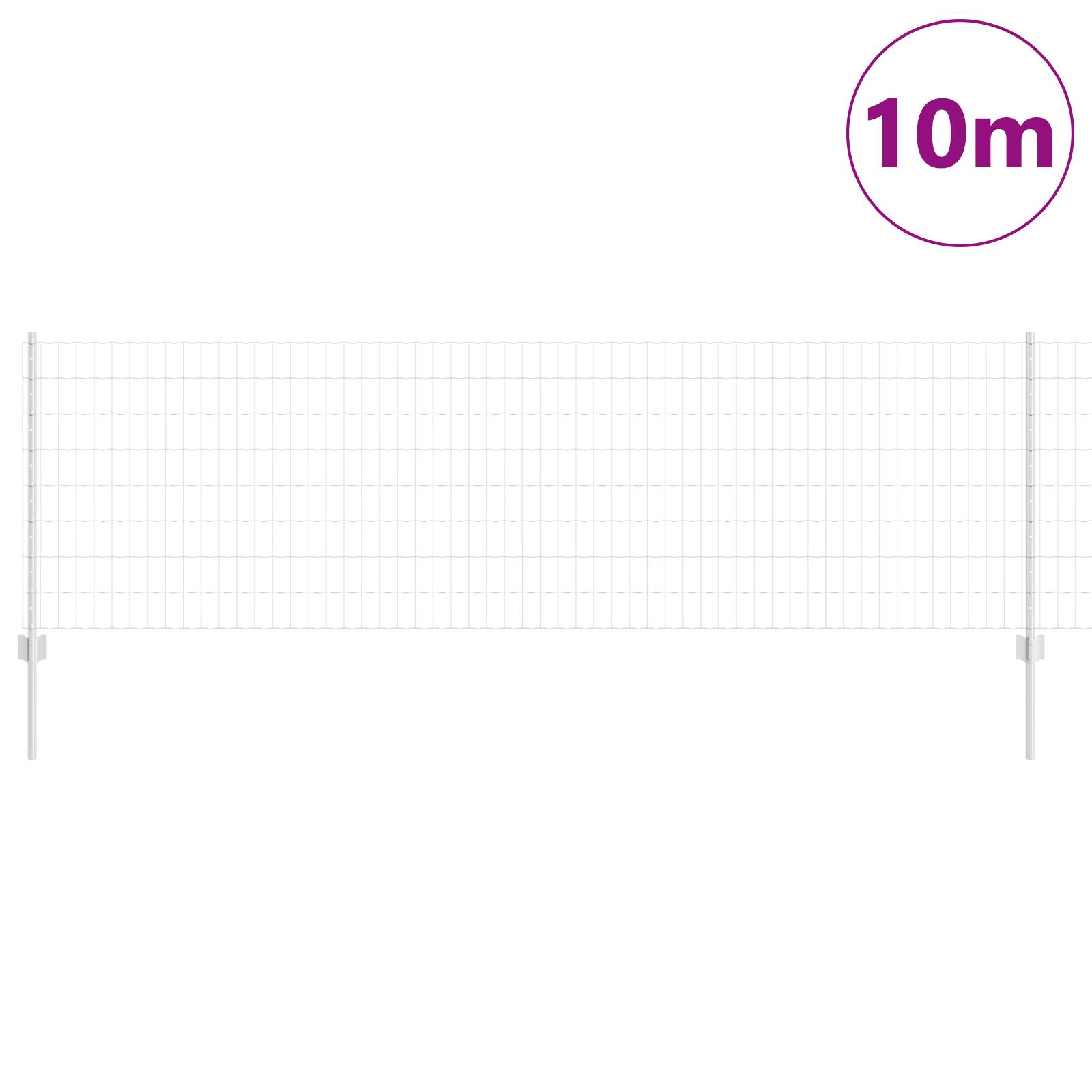 vidaXL Euro Zaun mit 5 U-Pfosten Silber 0,8x10 m Stahl