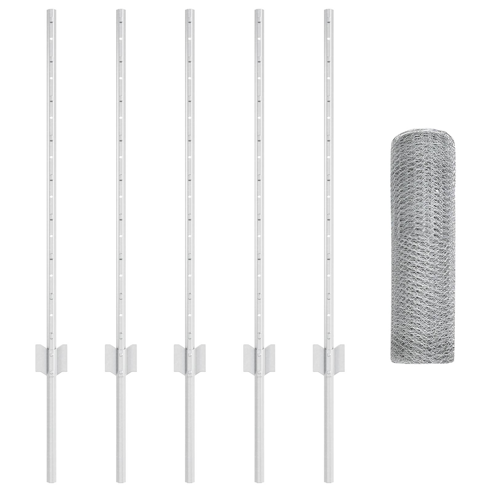 vidaXL Zaunpfosten 5 Stück U-Kanal 80 cm Verzinkter Stahl