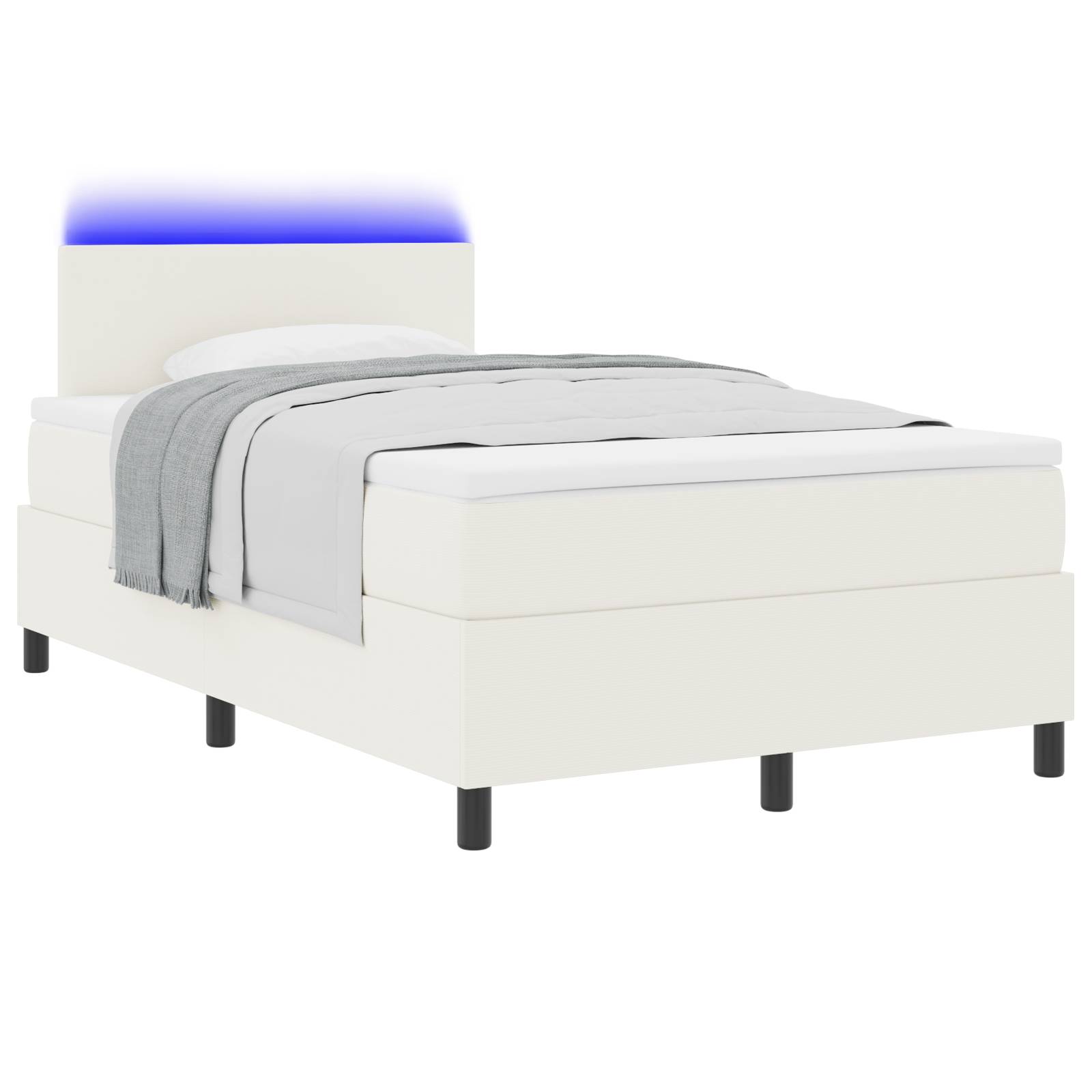 vidaXL Boxspringbett mit Matratze & LED Creme Kleines Doppelbett Cord-Stoff