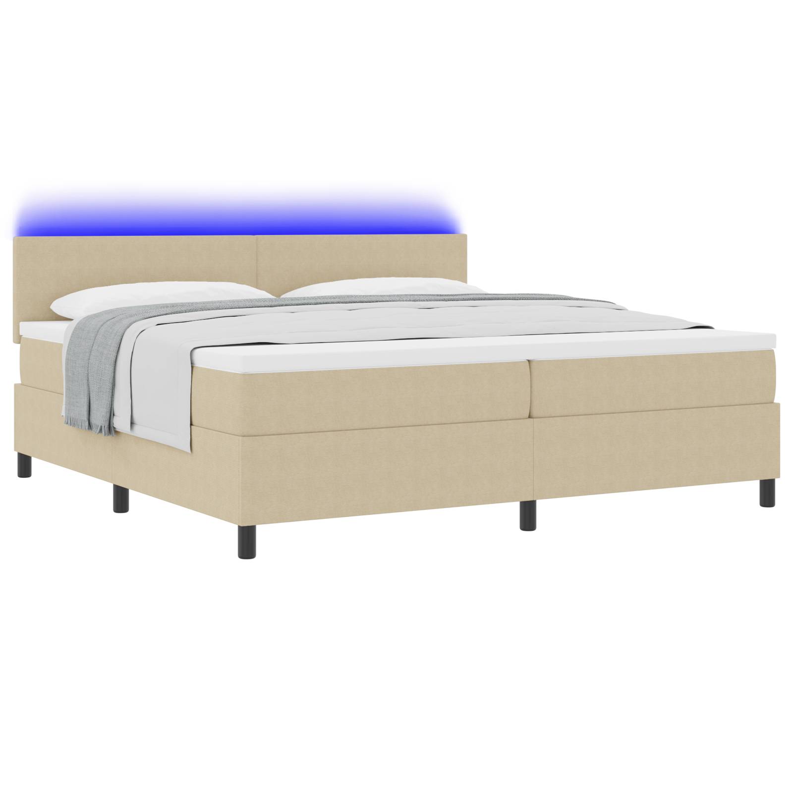 vidaXL Boxspringbett mit Matratze & LED Licht Grün Grau 200x200 cm Cordstoff