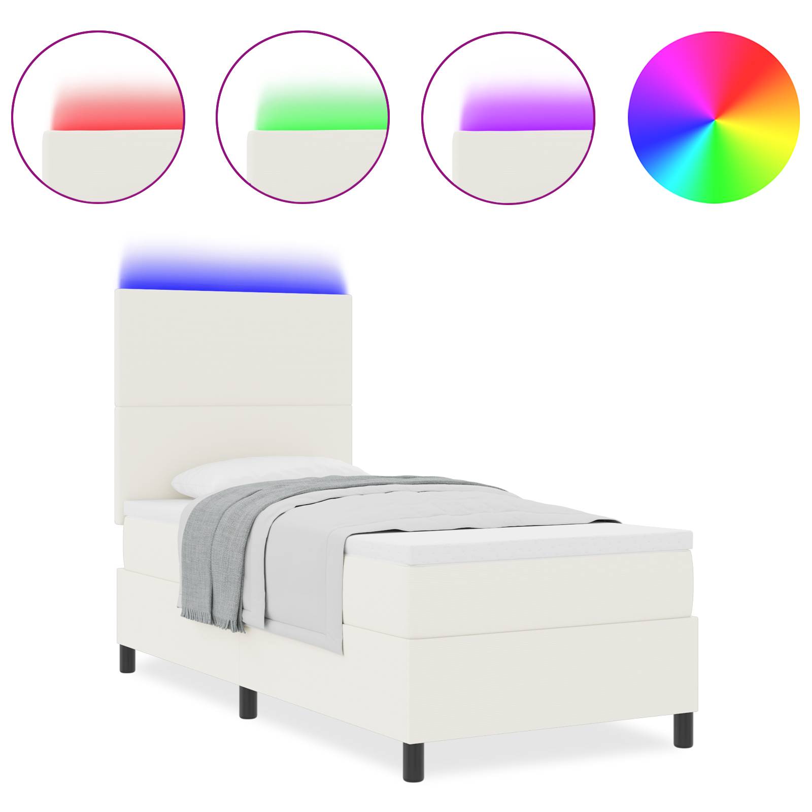 vidaXL Boxspringbett mit Matratze & LED Beige 100x200 cm Cord-Stoff